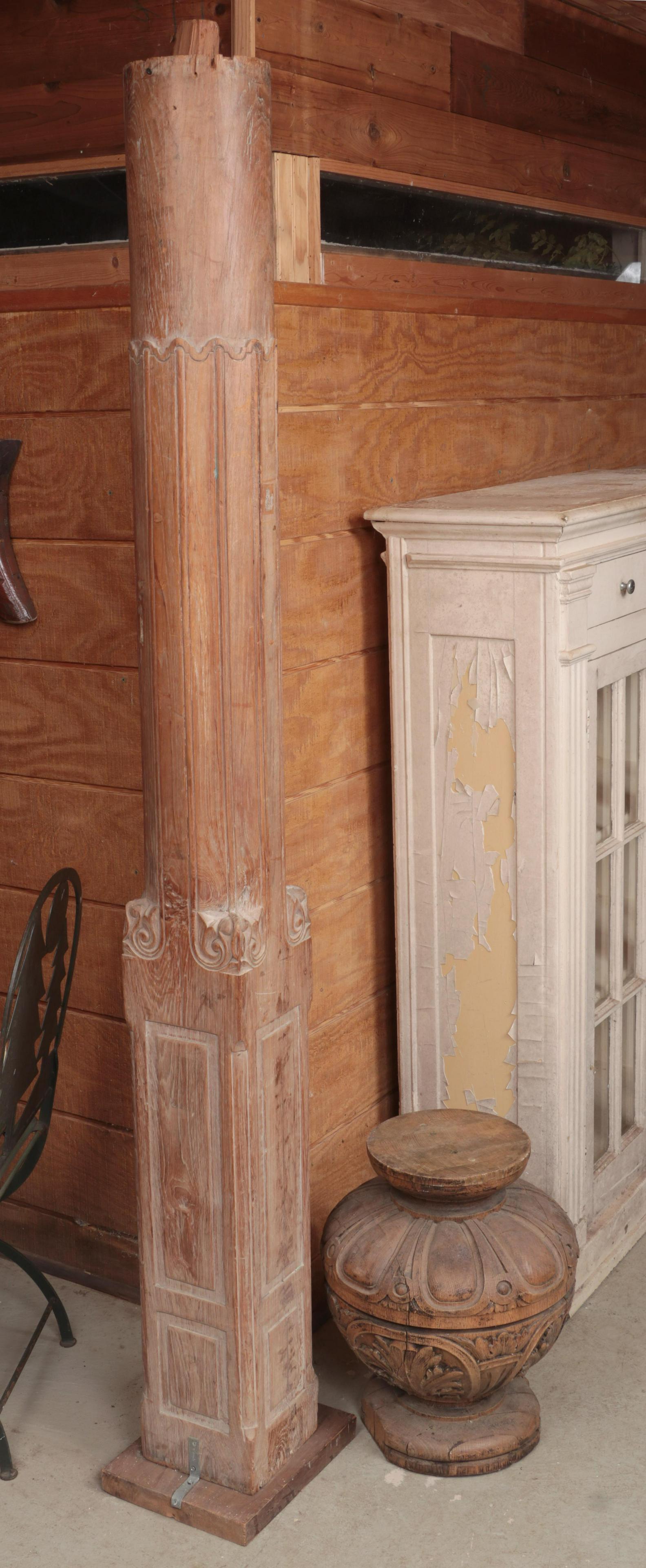 Carved solid wood column and large finial (1 of 4)