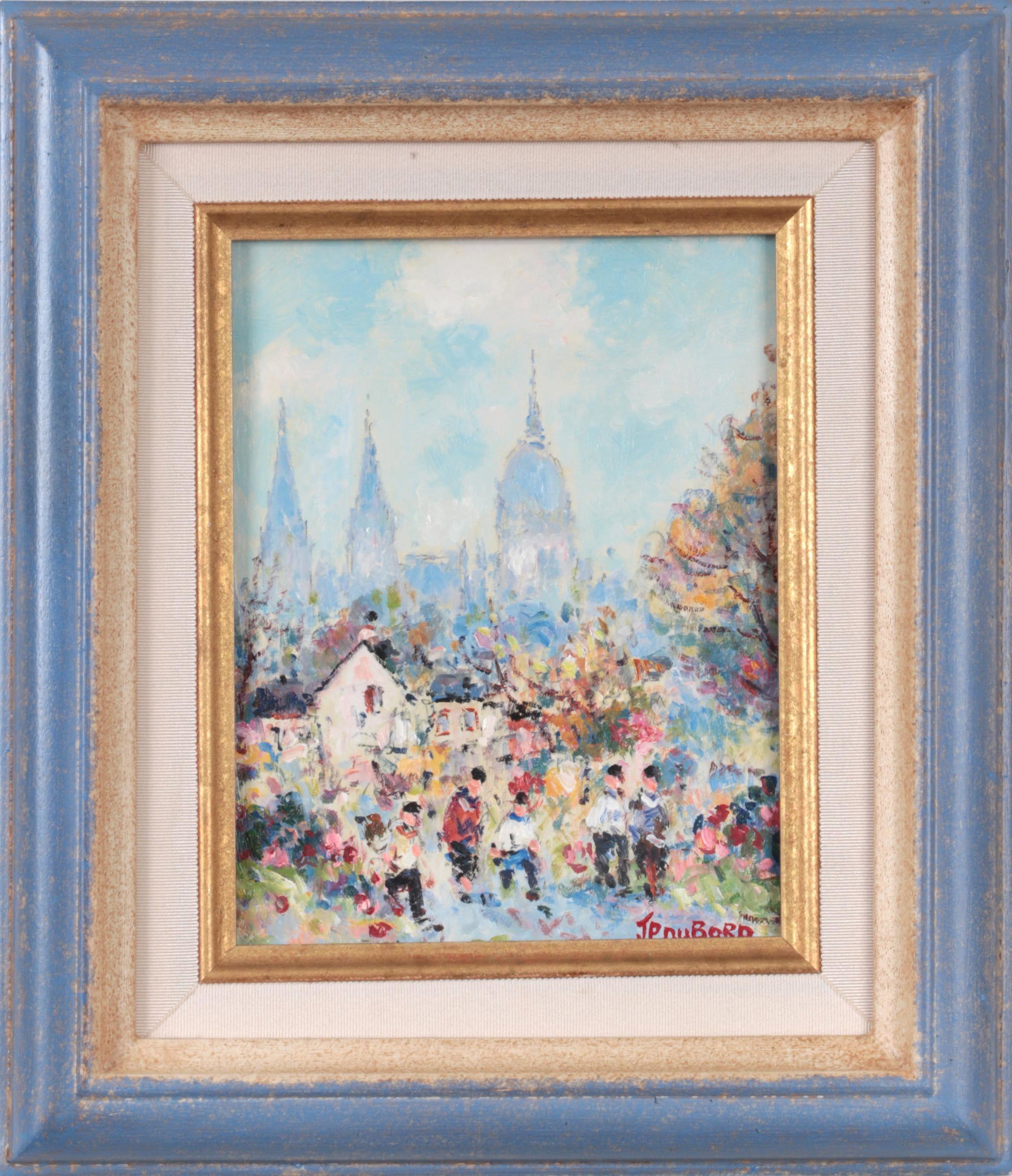 JEAN-PIERRE DUBORD (French, b. 1949): JEAN-PIERRE DUBORD (French, b. 1949), ''Bayeux en Automne'', oil on canvas, signed lower right, titled on canvas verso. Canvas 9-1/2''h, 7-1/2''w.
