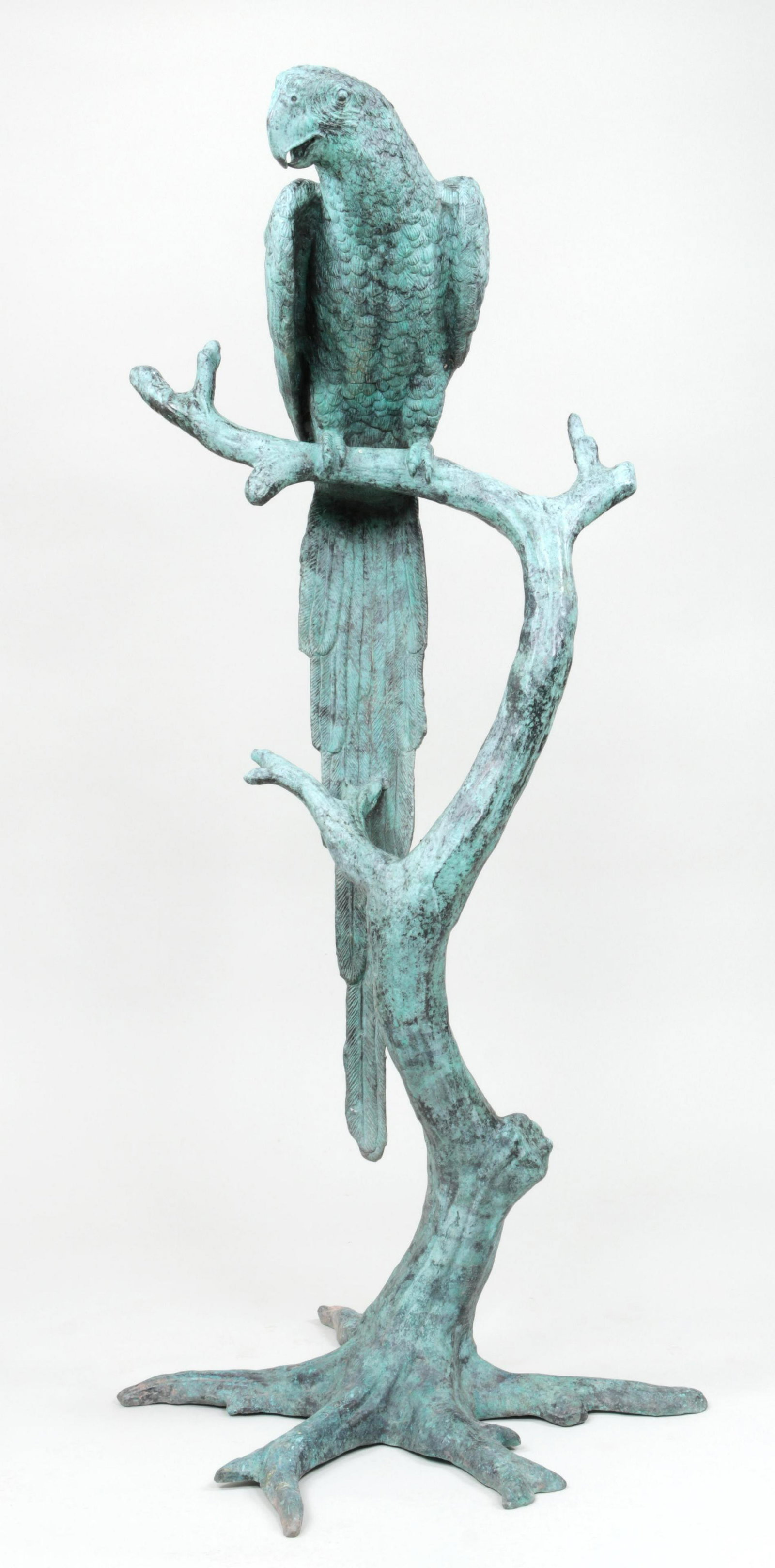 After JULES MOIGNIEZ (French, 1835-1894): After JULES MOIGNIEZ (French, 1835-1894), parrot perched on branch, bronze. 62-1/4''h.