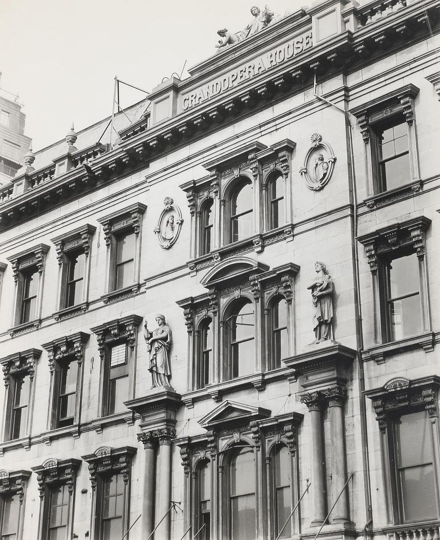 BERENICE ABBOTT (American, 1898-1991): BERENICE ABBOTT (American, 1898-1991), ''Grand Opera House'', 1936, vintage gelatin silver contact print, artist's ''Federal Art Project 'Changing New York''' handstamp on verso, along with title, loc