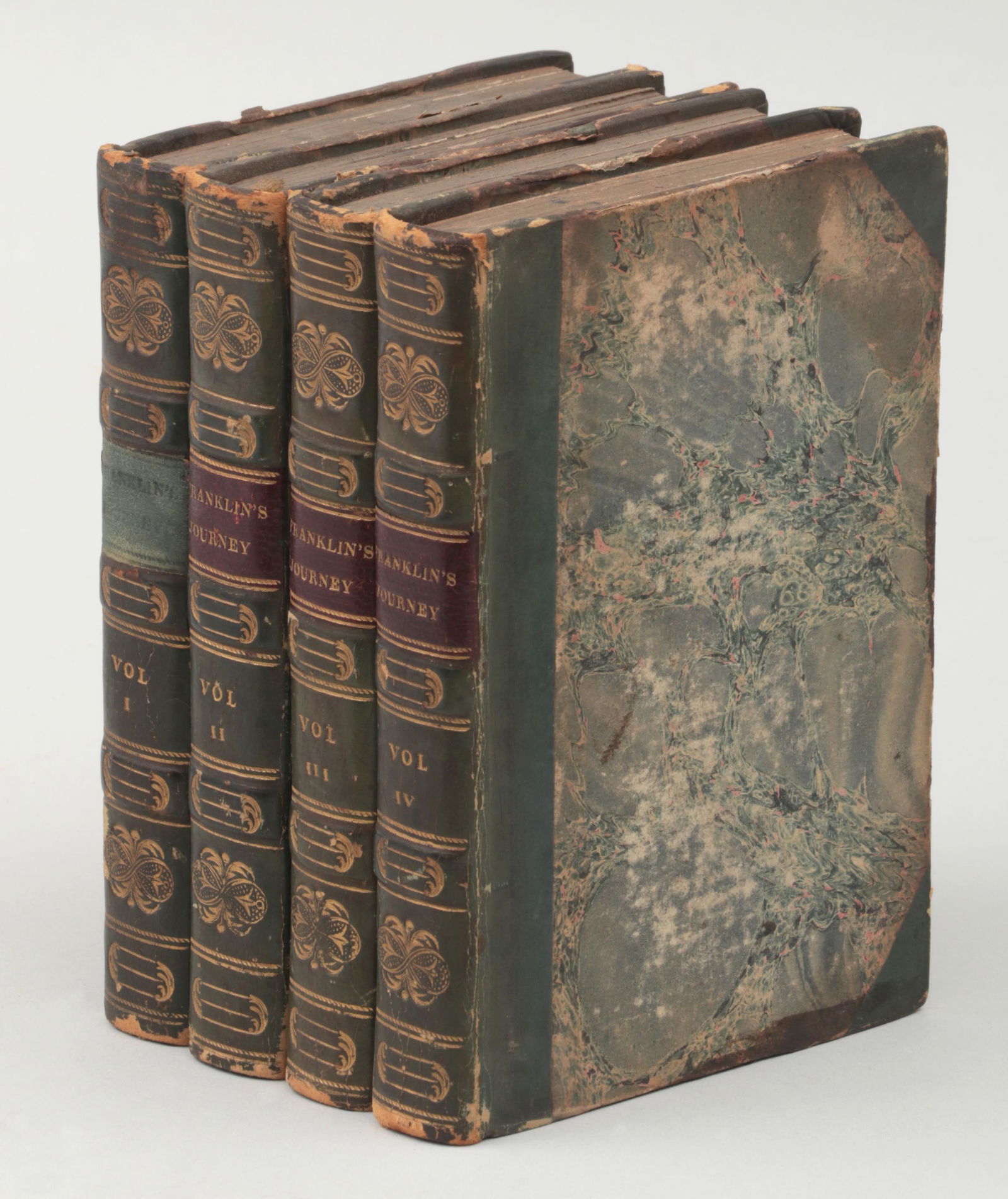 John Franklin, 1829: ''Journey to the Shores of the Polar Sea in 1819-20-21-22,'' by John Franklin, 1829, London: John Murray, Volume I-IV (complete), Volume I containing pull-out map, each title page stamped ''Geo. R. Br