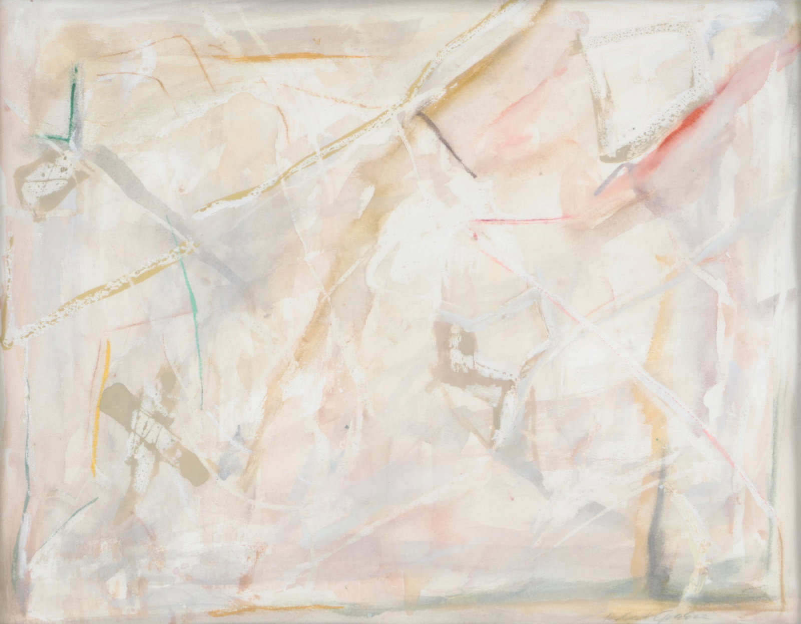 ROBERT GREENE watercolor and gouache: ROBERT GREENE (American, Long Island, b. 1953), abstract, watercolor and gouache on paper, pencil signed lower right. Framed, matted, and glazed. Sight 10-1/2''h, 13-1/2''w.