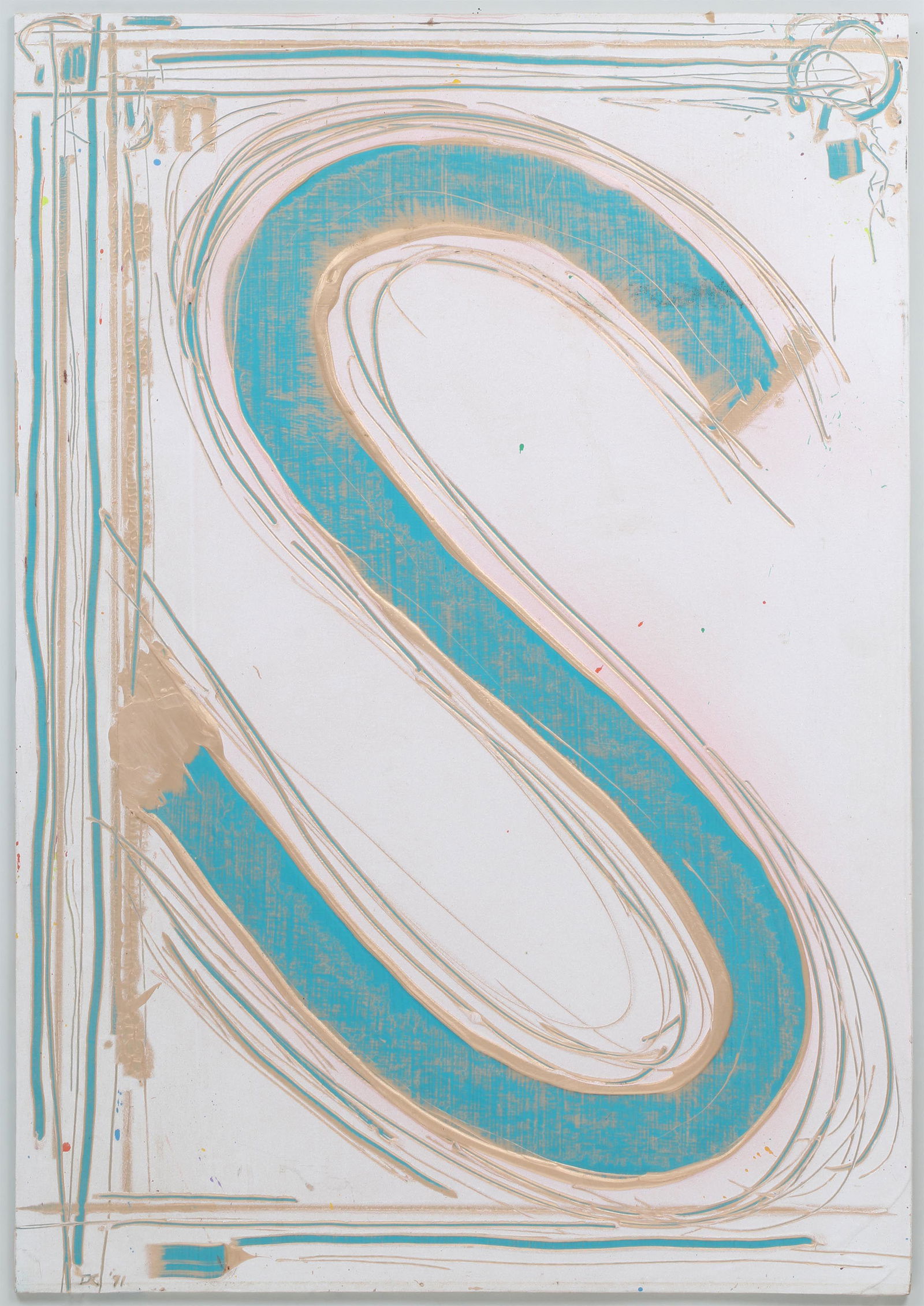 DAN CHRISTENSEN (American, 1942-2007): DAN CHRISTENSEN (American, 1942-2007), ''The Letter 'S''', 1991, acrylic on panel, initialed and dated lower left, signed, titled, and dated on verso, along with inscription: ''Artists - Writers Game