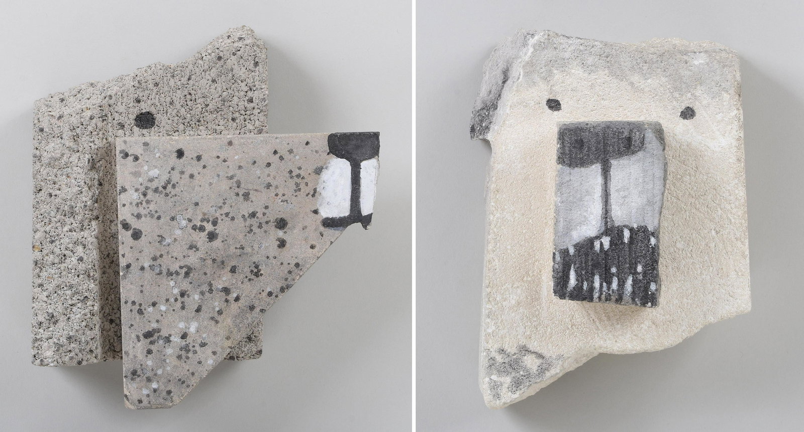 ALEXANDER ROHRIG (American, b. 1982): ALEXANDER ROHRIG (American, b. 1982), group of (2) Contemporary sculptures of dogs, to include: ''Grey Poodle'', 2016, cinder block limestone and pigment, initialed and dated on verso; and bulldog, pi