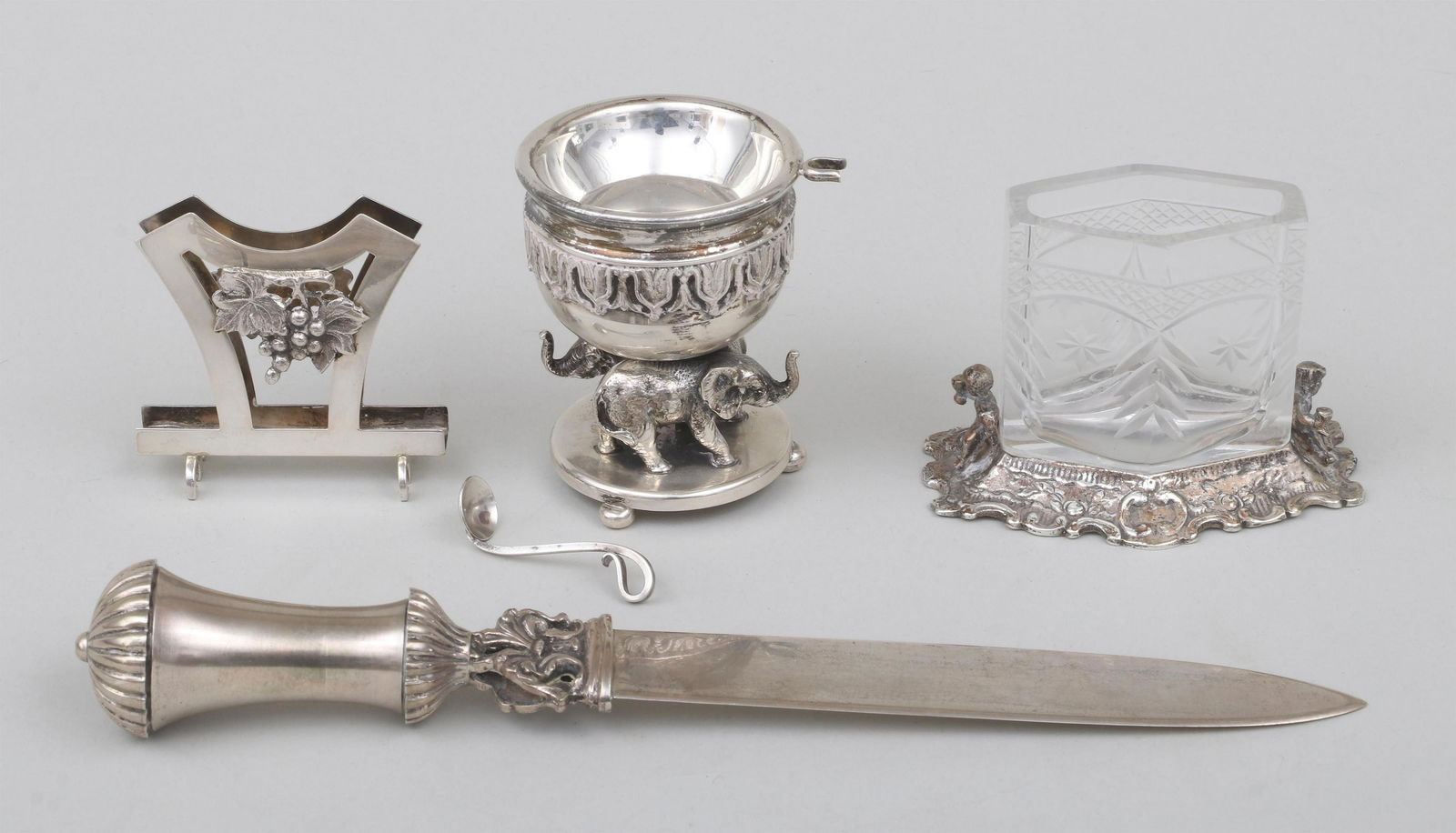 Group of (4) silver table articles (1 of 9)