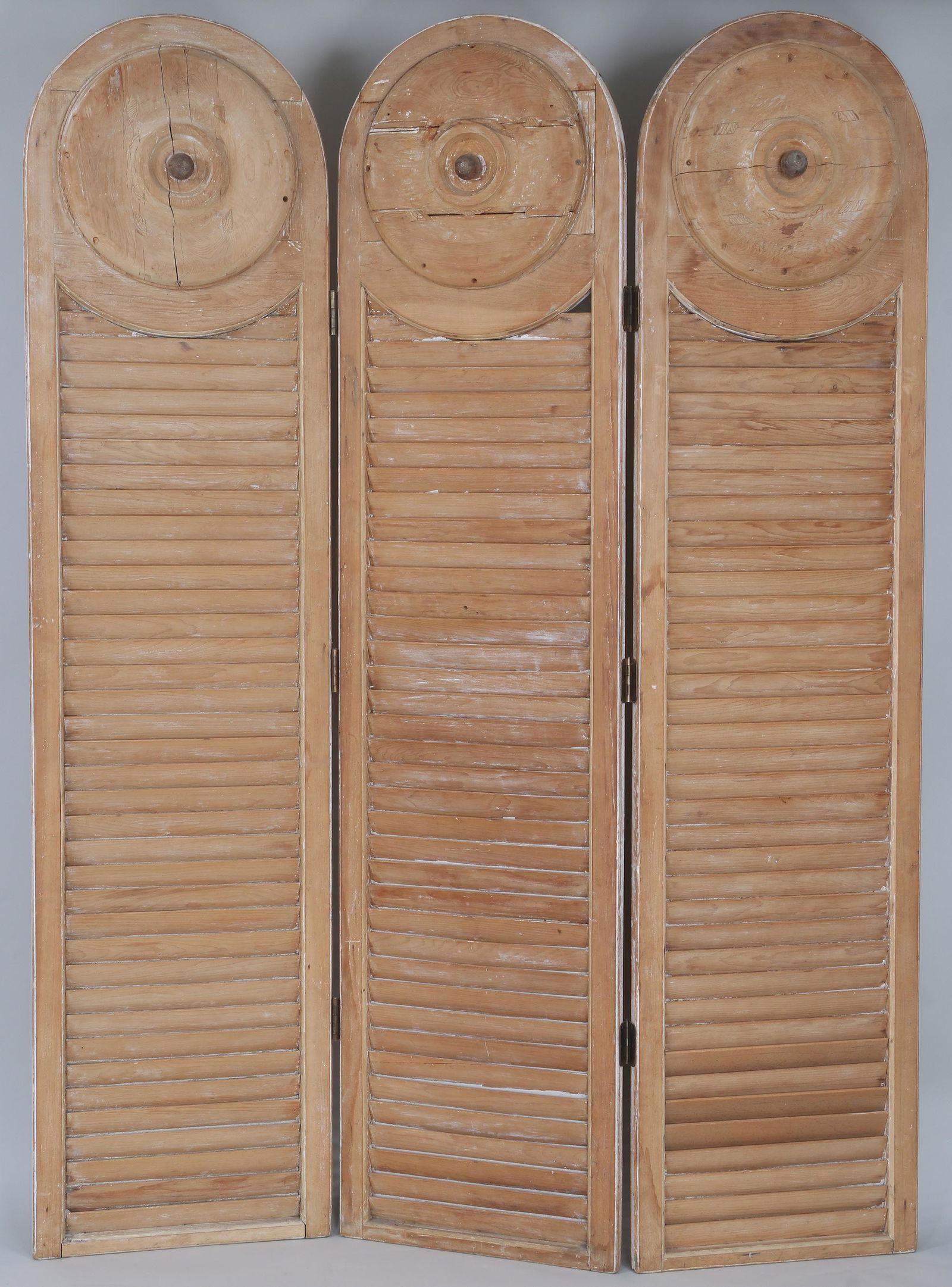 Set of (3) large louvered pine shutters (1 of 7)
