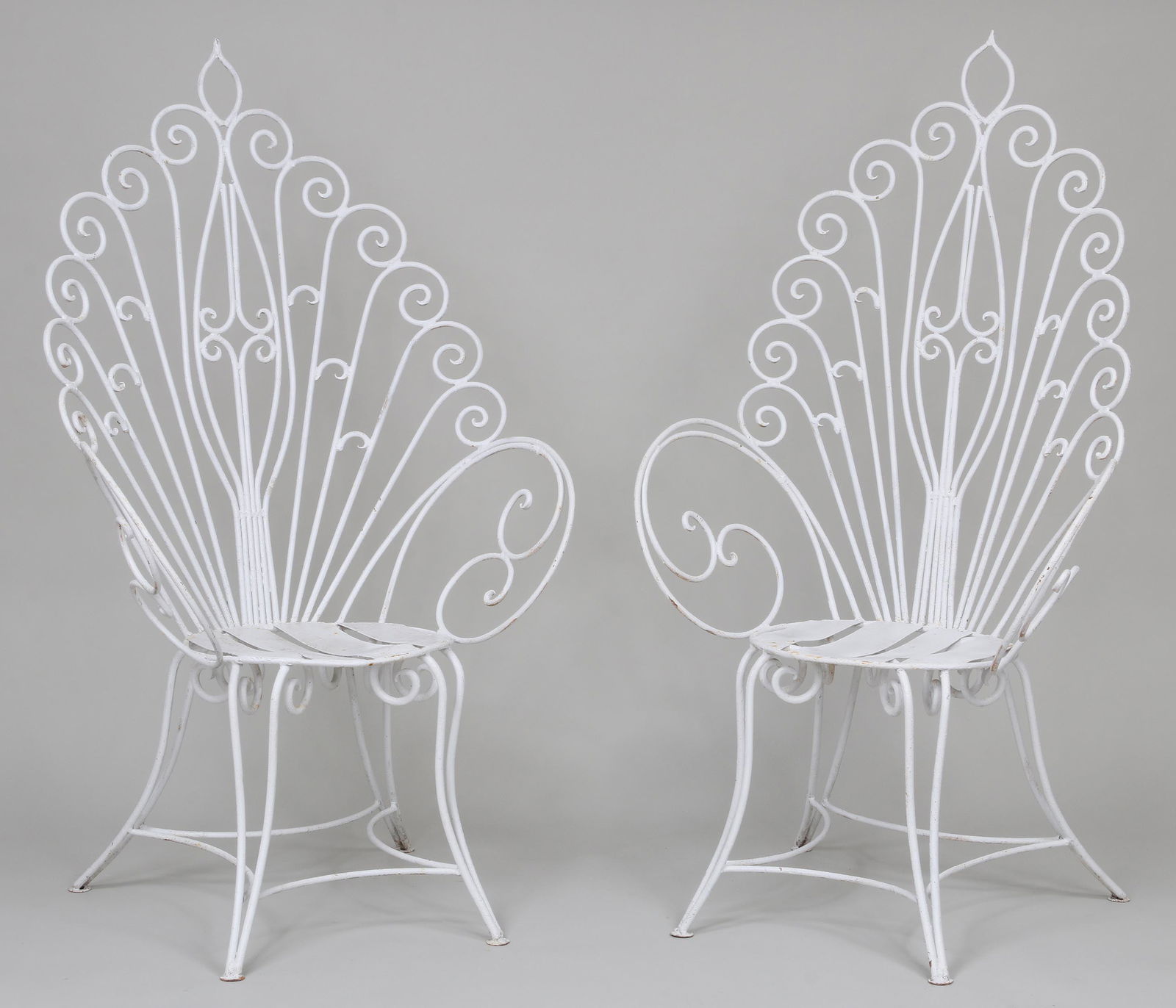 Pair wrought iron ''peacock'' armchairs (1 of 5)