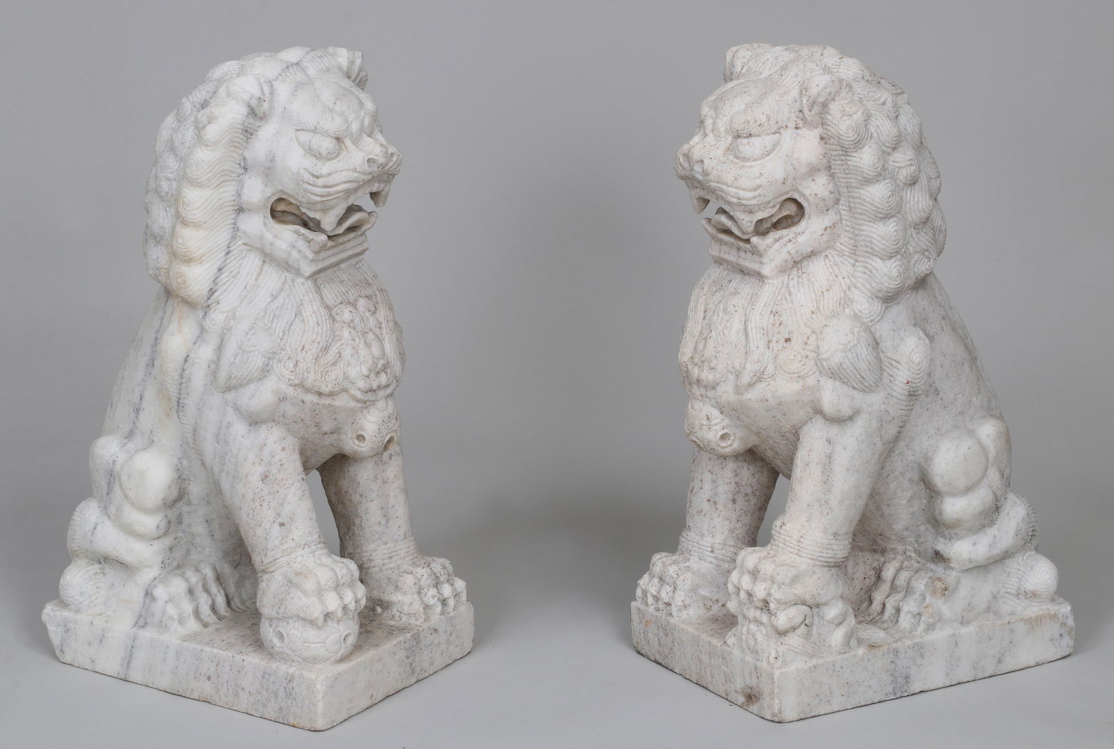 Pair solid marble foo dogs (1 of 8)