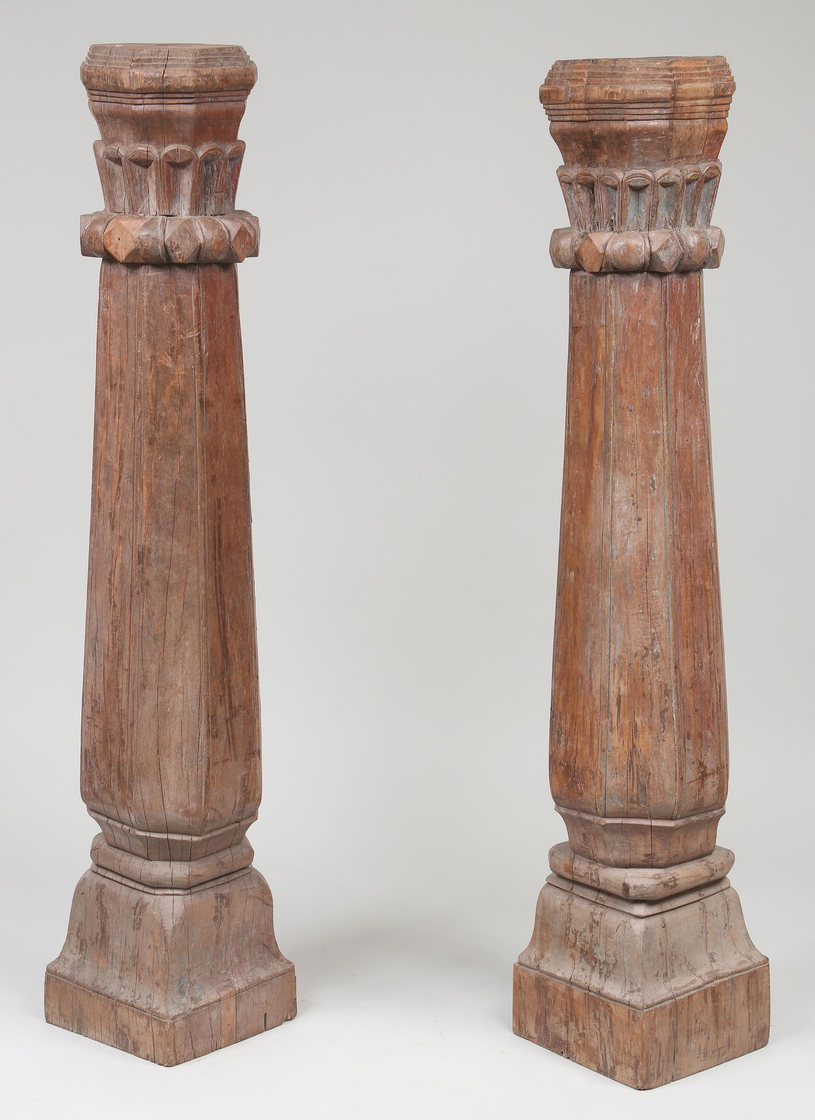 Pair of wood temple columns (1 of 6)
