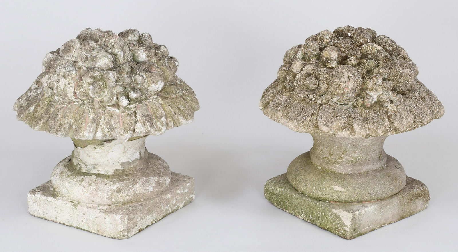 Pair of early cast stone fruit baskets (1 of 5)
