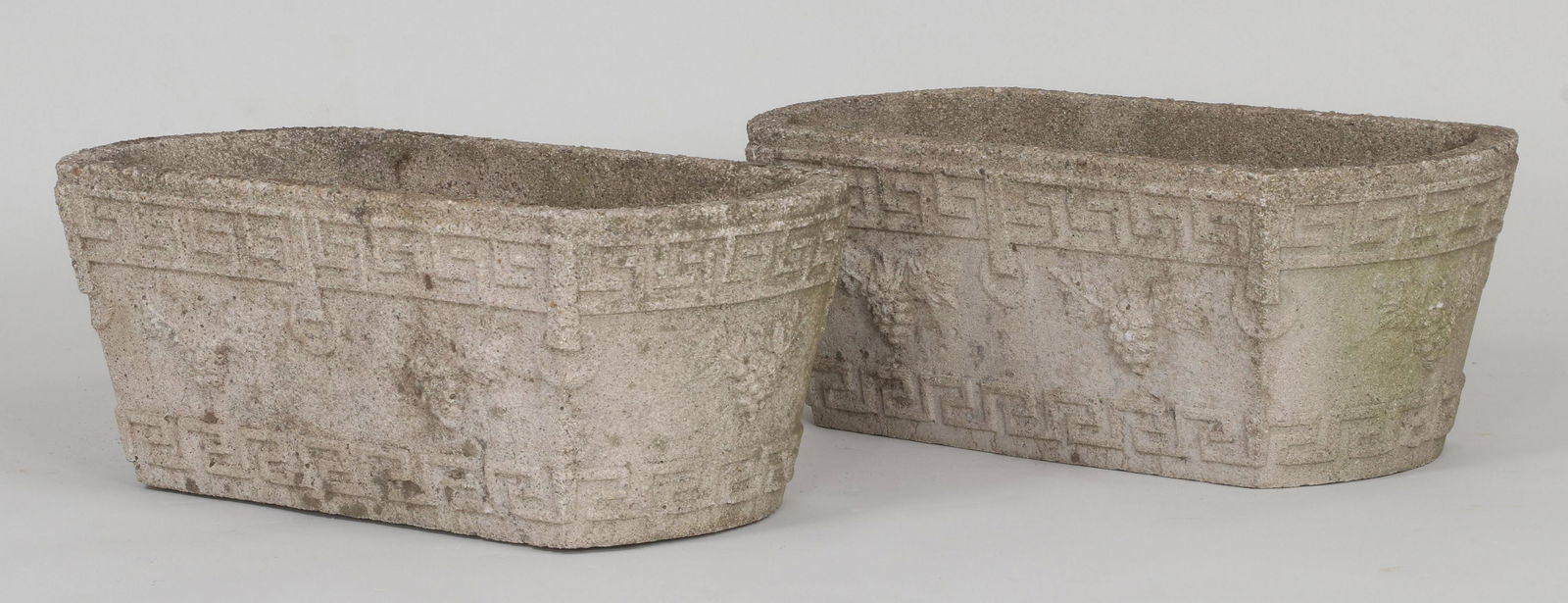Pair of oblong cast stone garden planters (1 of 5)