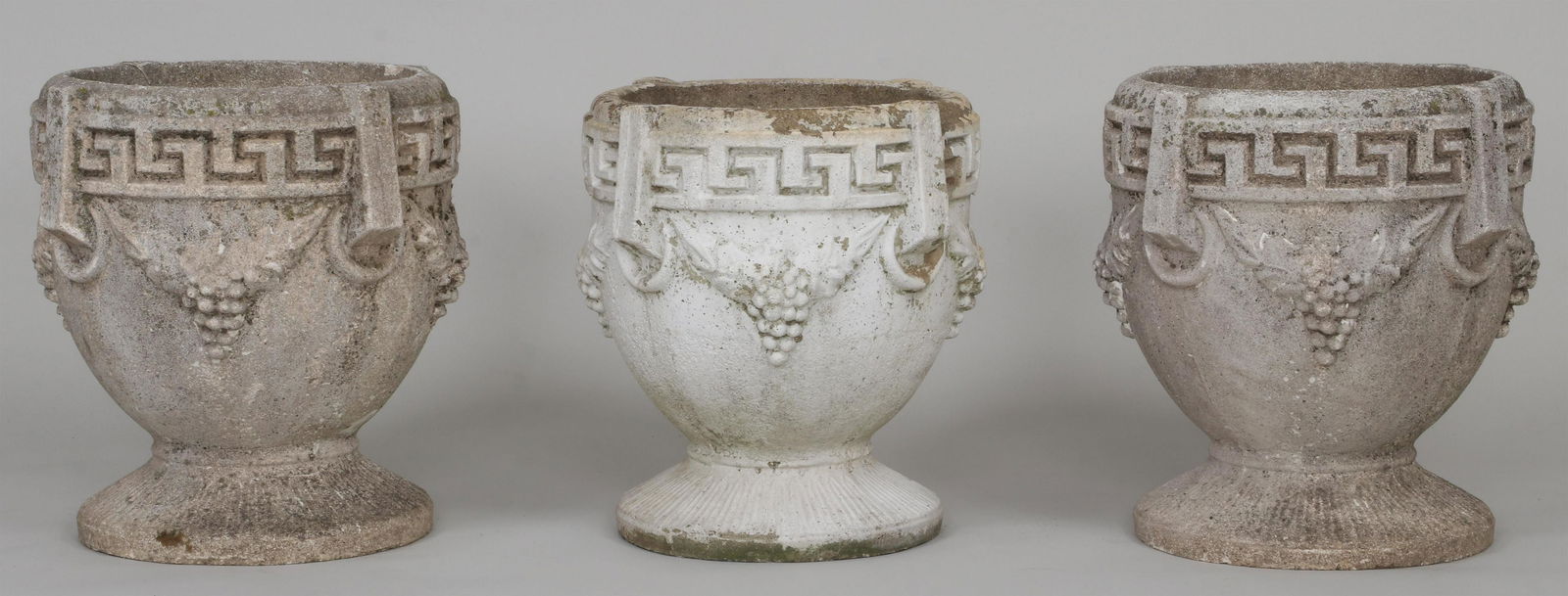 Set of (3) cast stone footed garden urns (1 of 6)