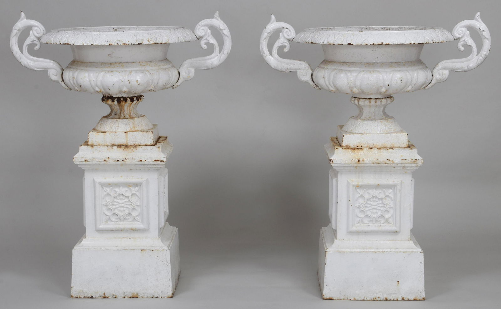 Pair of cast iron urns (1 of 7)