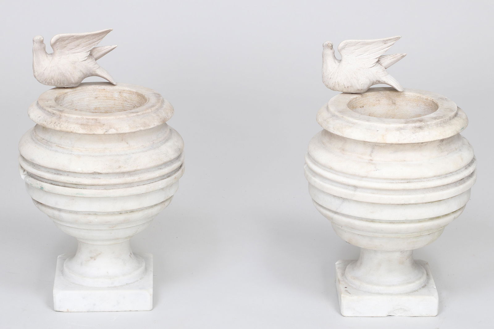 Pair of small marble garden urns (1 of 6)