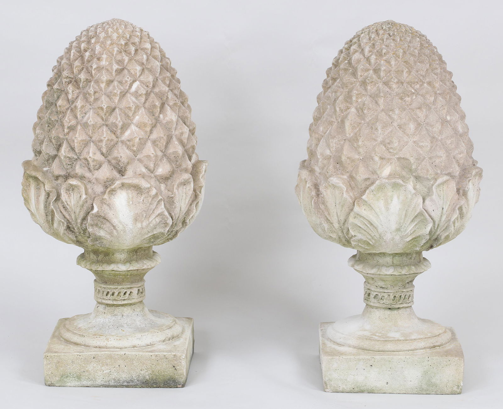 Pair of large cast stone pineapple finials (1 of 5)