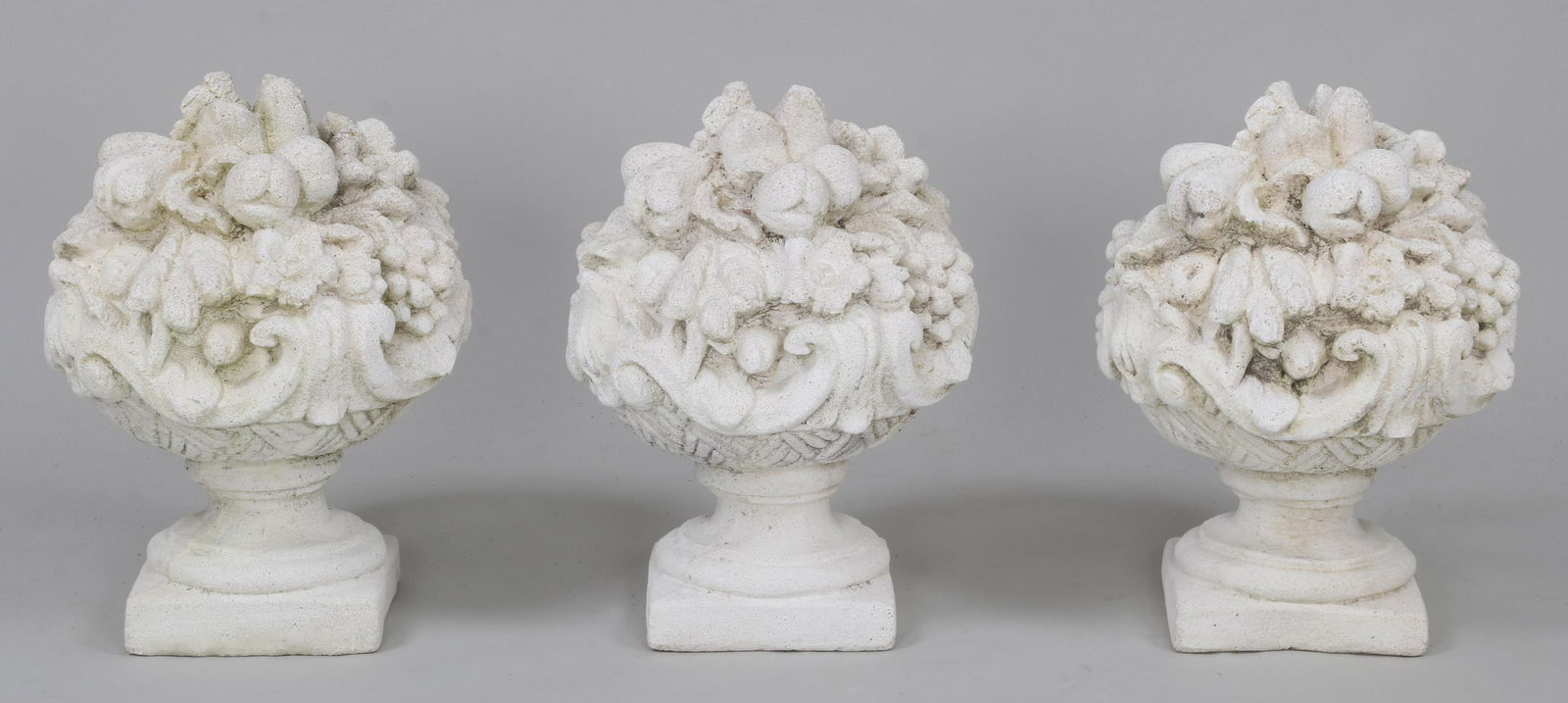 Set of (3) cast stone baskets (1 of 5)