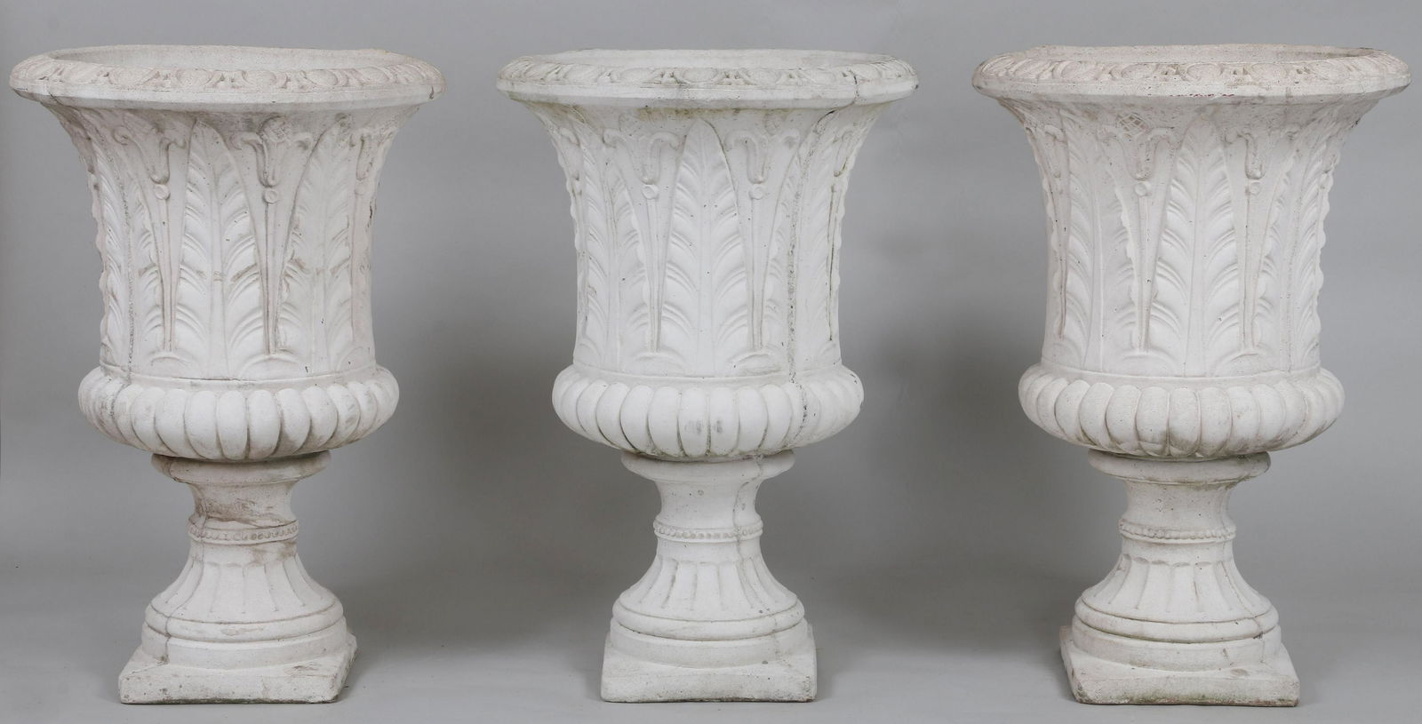Set of (3) large cast stone urns (1 of 5)