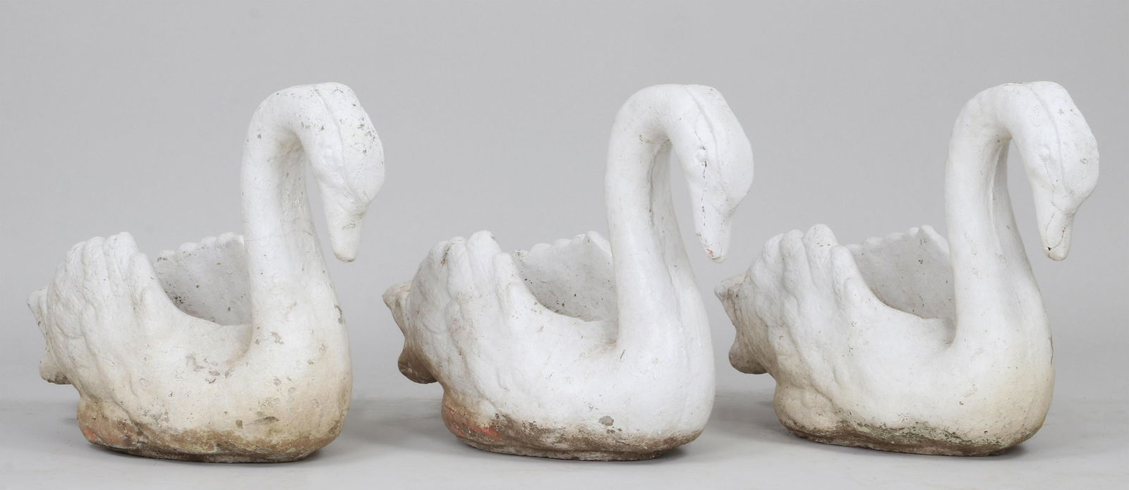 Cast stone swan-form planters (1 of 3)