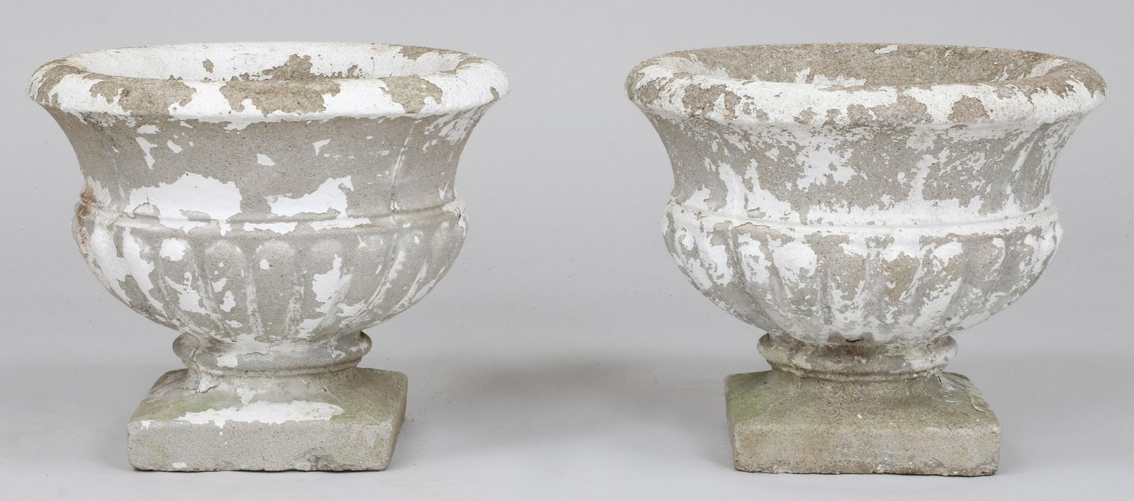 Pair of small cast stone urns (1 of 4)