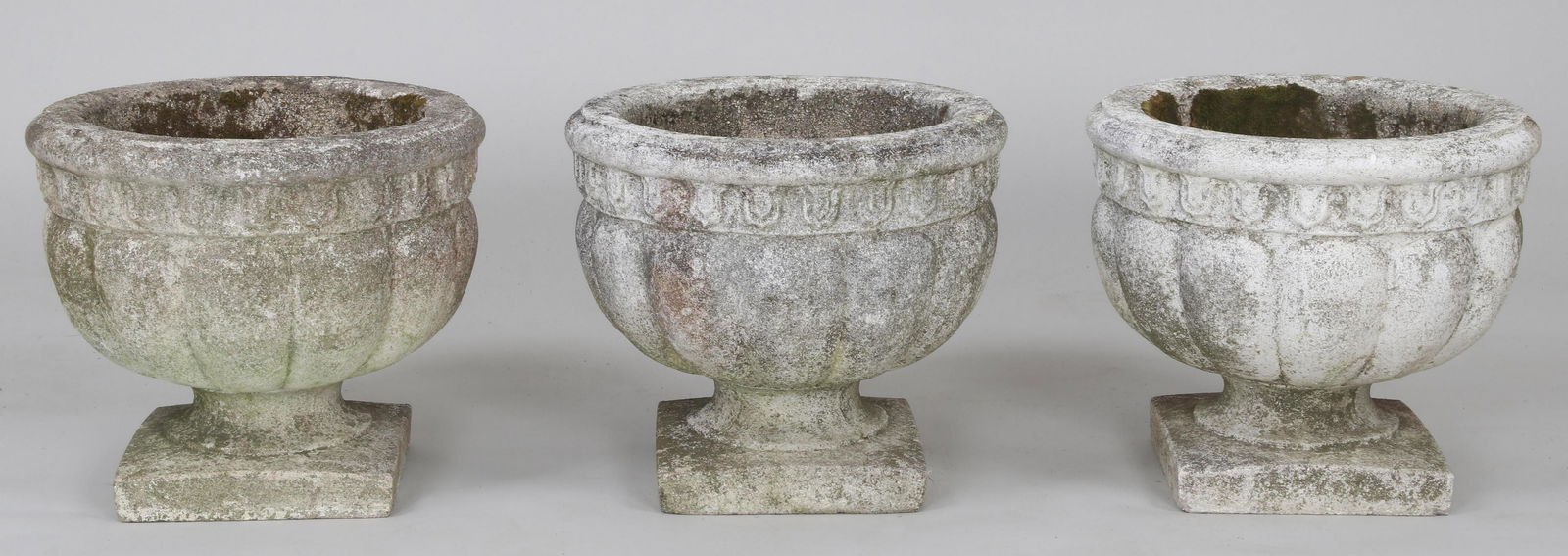 Set of (3) cast stone urns (1 of 4)