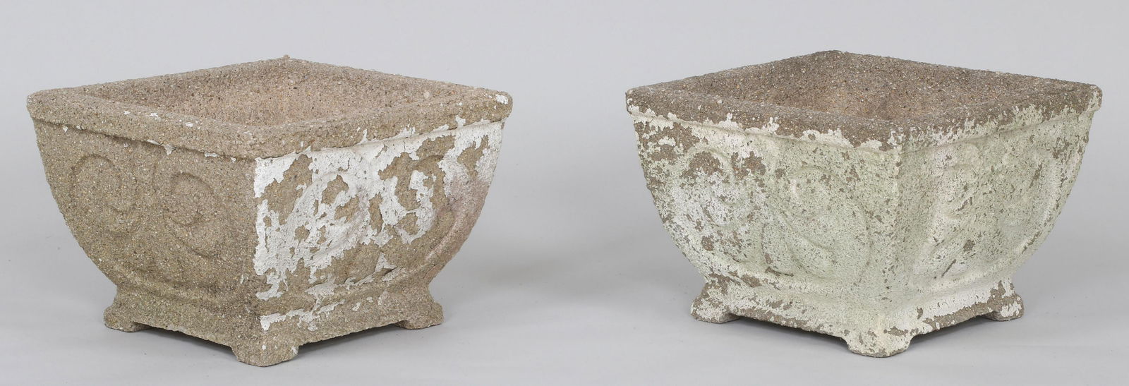 Pair of small cast stone planters (1 of 4)