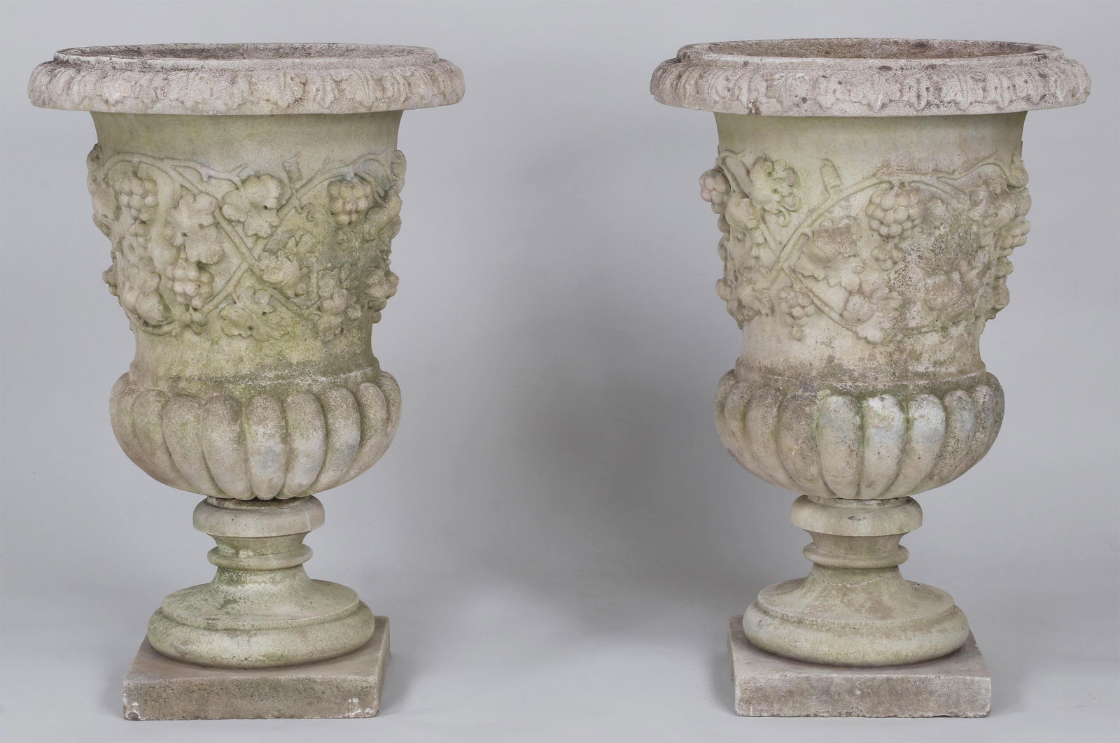 Pair of large cast stone urns (1 of 8)