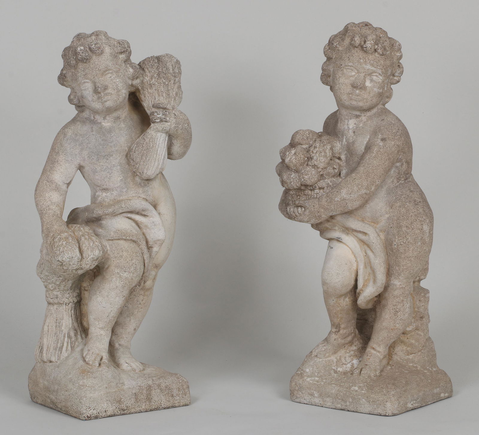 Group of (2) cast stone putti garden figures (1 of 5)