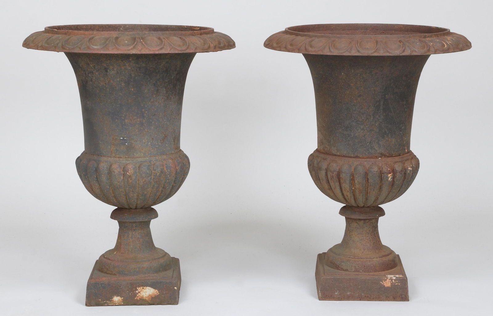 Pair of cast iron campana urns (1 of 4)