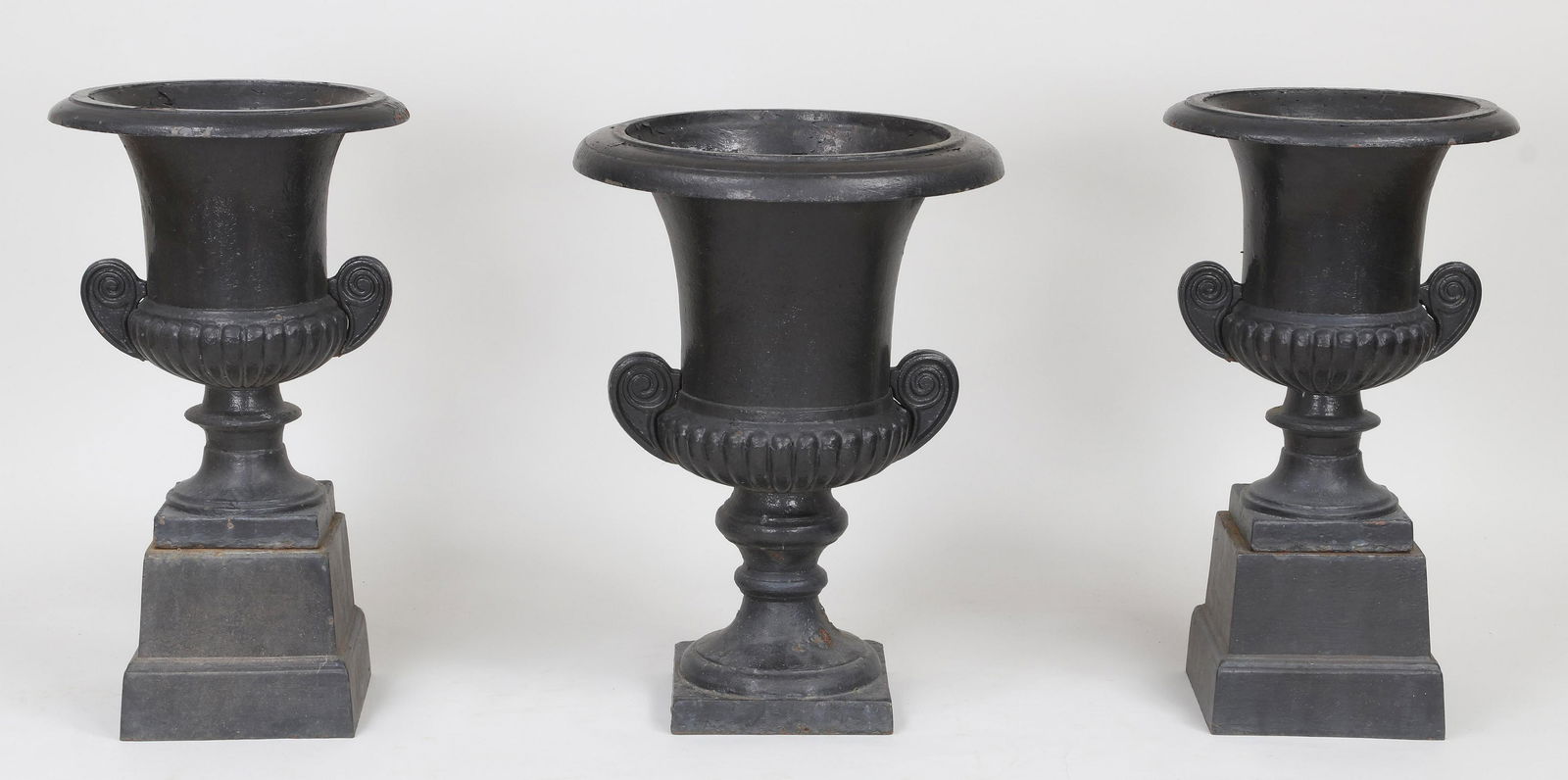 Set of (3) cast iron urns (1 of 5)