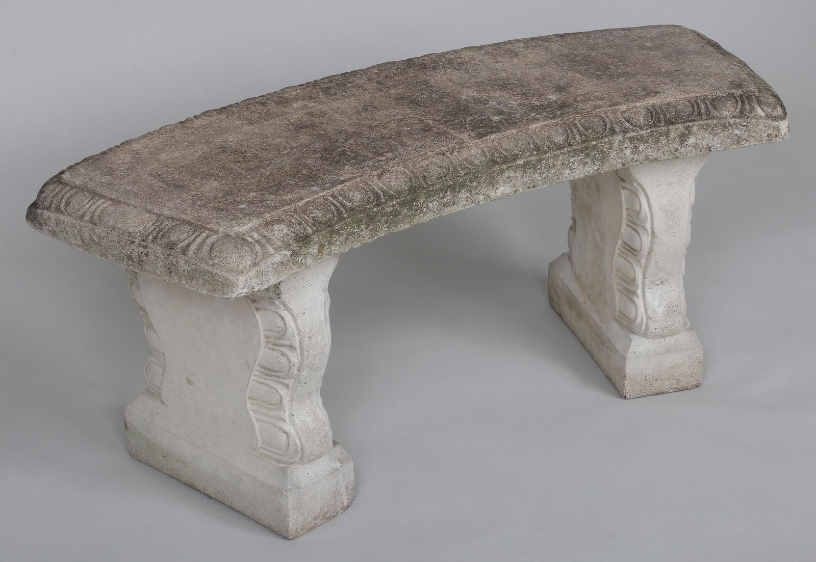 Cast stone curved garden bench (1 of 6)