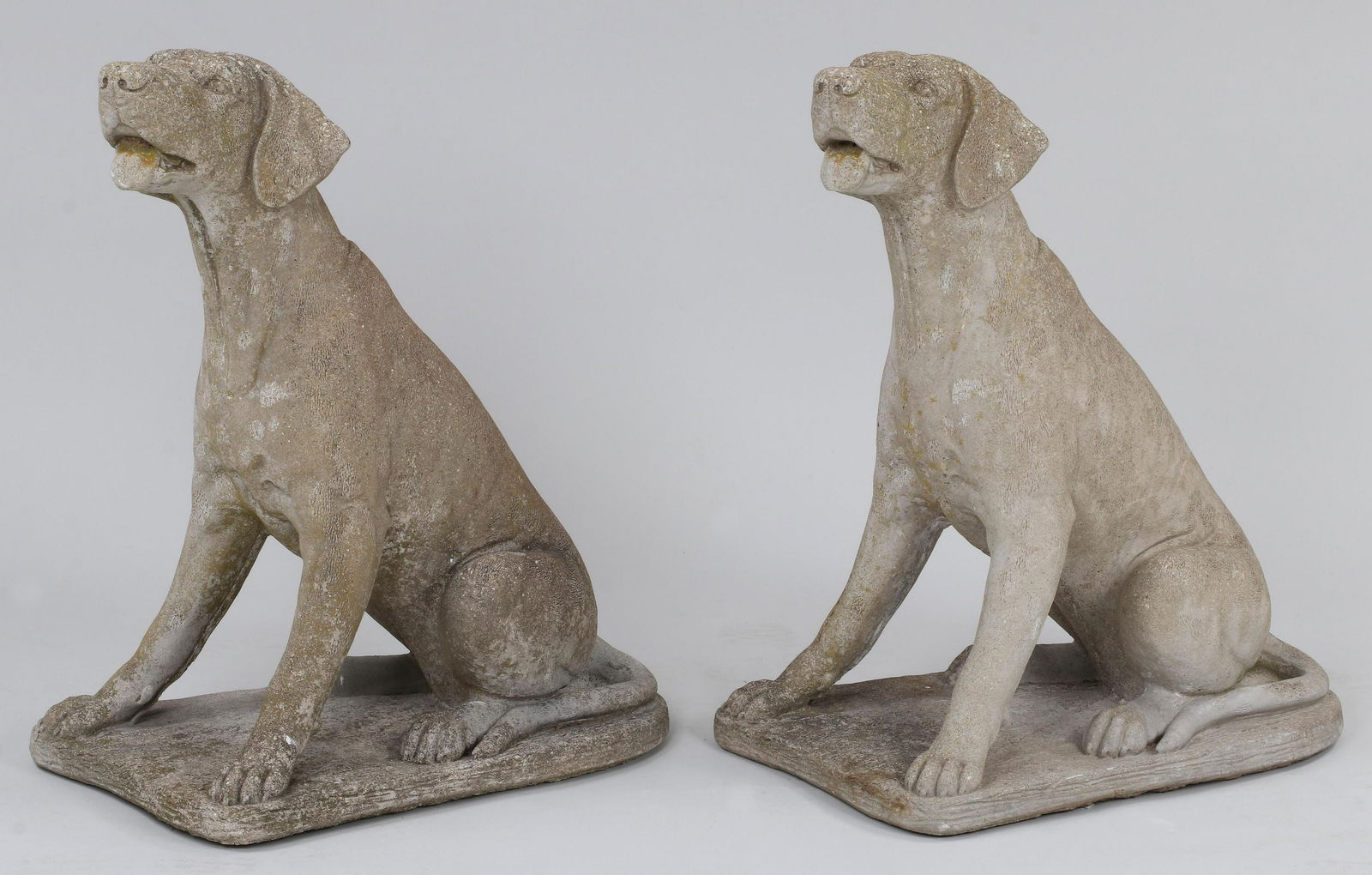 Pair of cast stone seated retrievers (1 of 6)