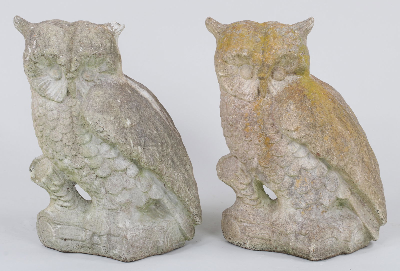 Pair of cast stone owl garden sculptures (1 of 4)