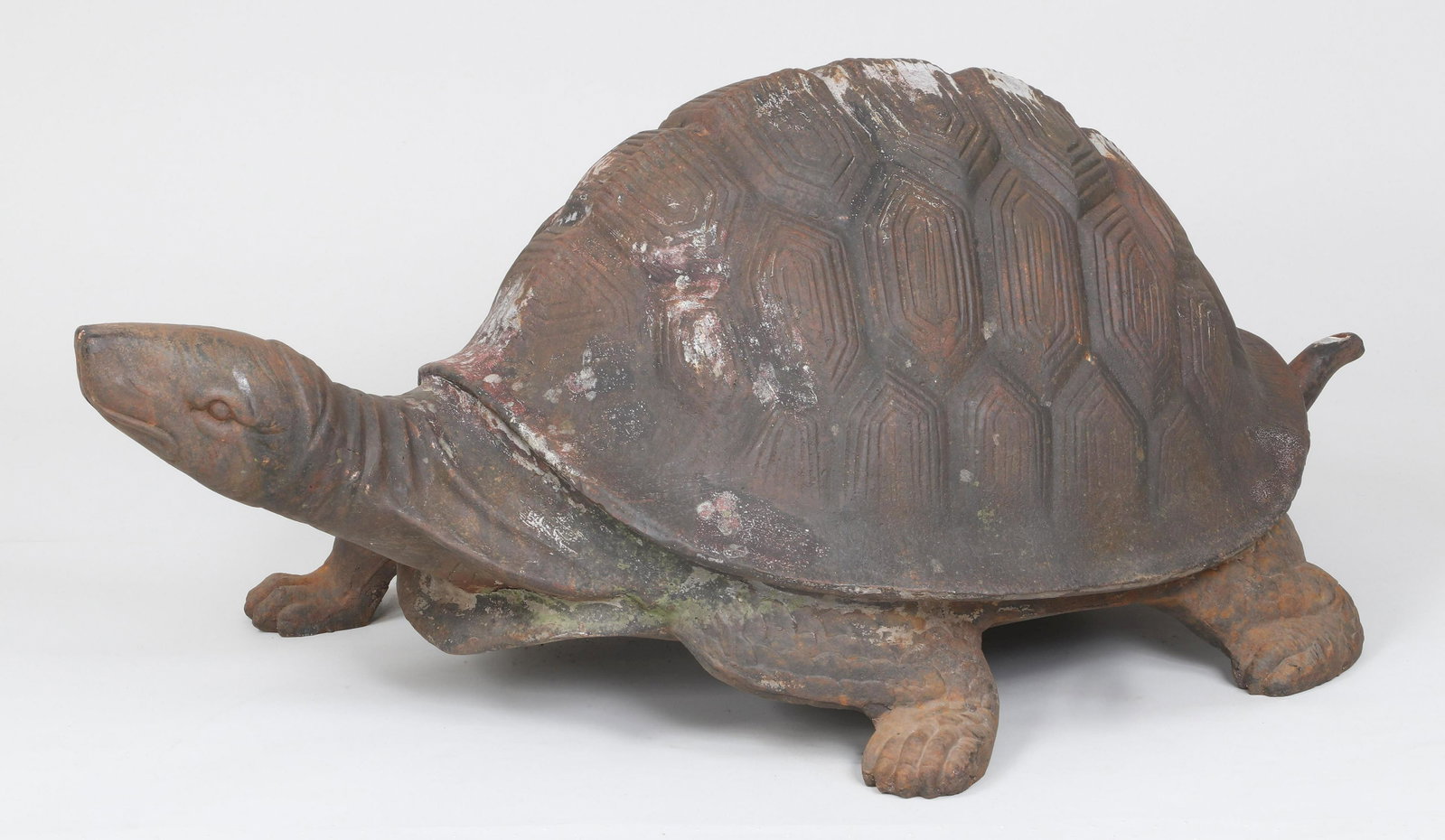 Large cast iron turtle-form fountain head: Large cast iron turtle-form fountain head. 17-1/2''h, 39''l, 23-1/2''w.