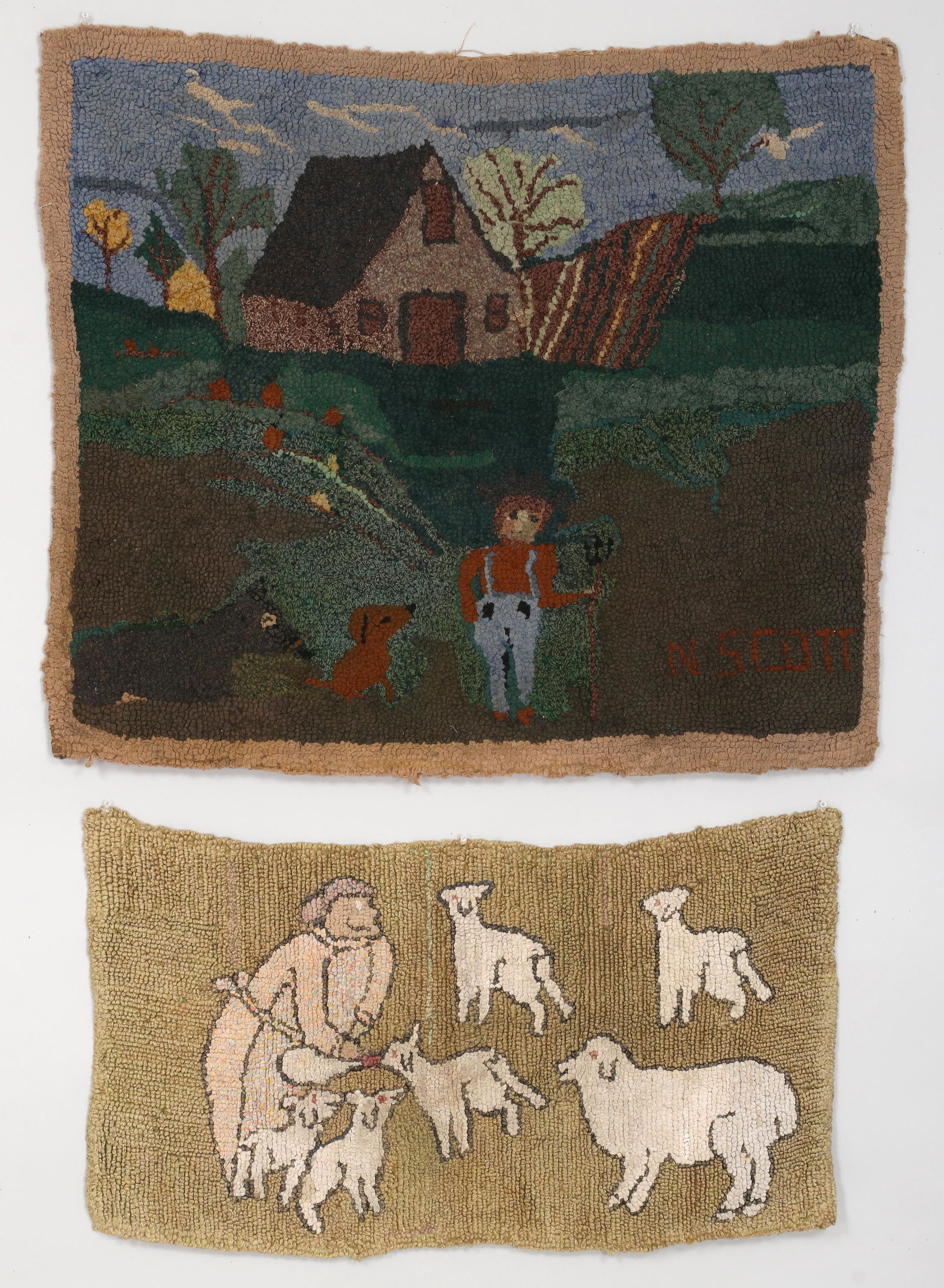 Group of (2) pictorial hooked rugs (1 of 6)