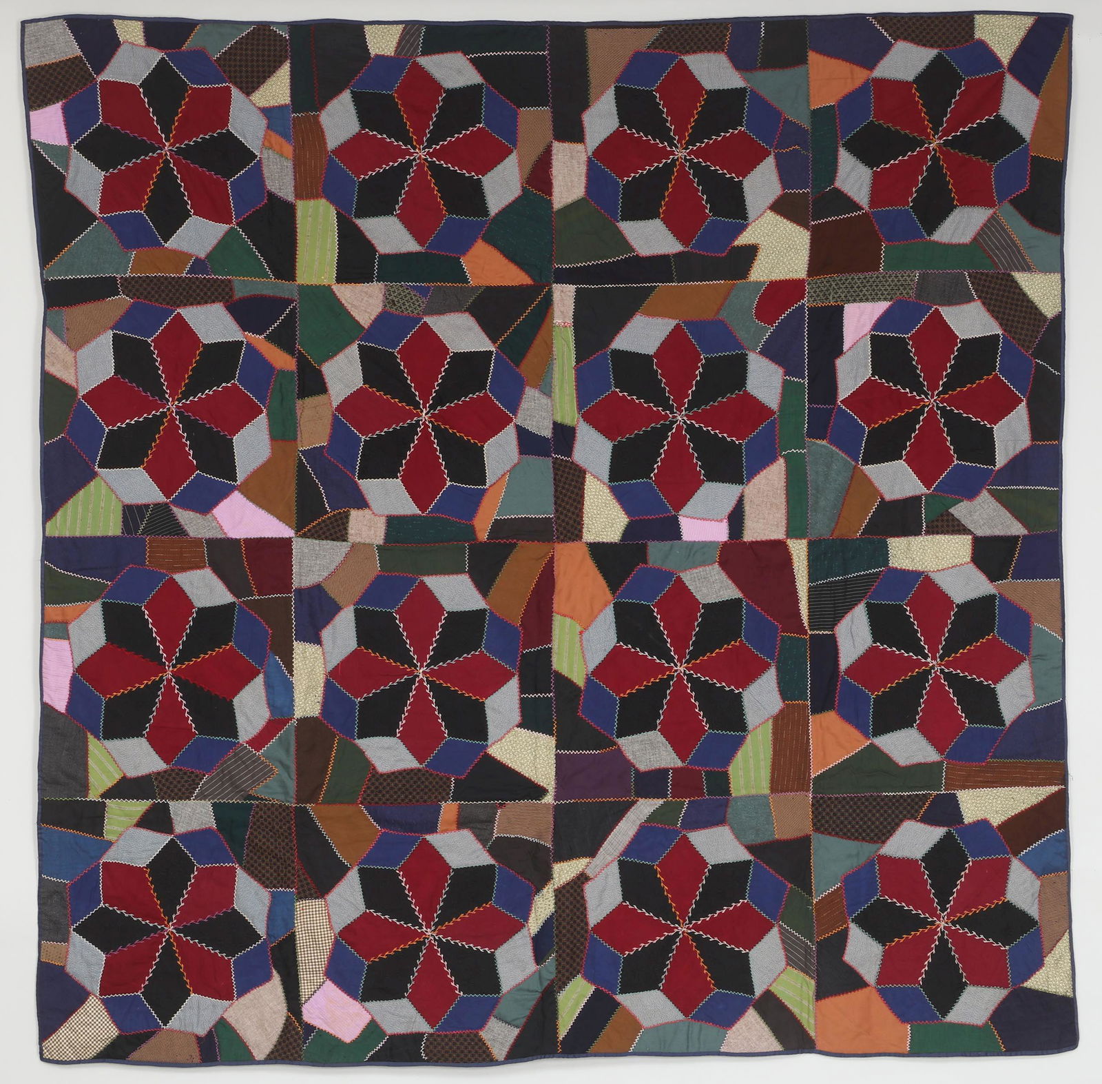 Organized Tumbling Blocks Crazy quilt (1 of 7)