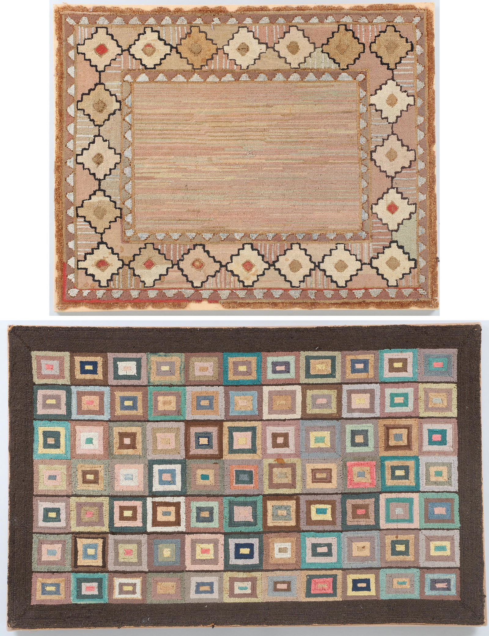 Group of (2) geometric hooked rugs (1 of 14)
