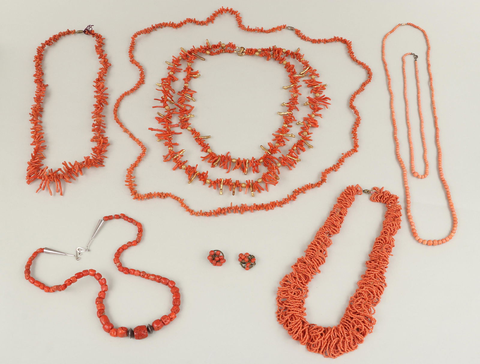 Group of (8) coral jewelry items (1 of 13)