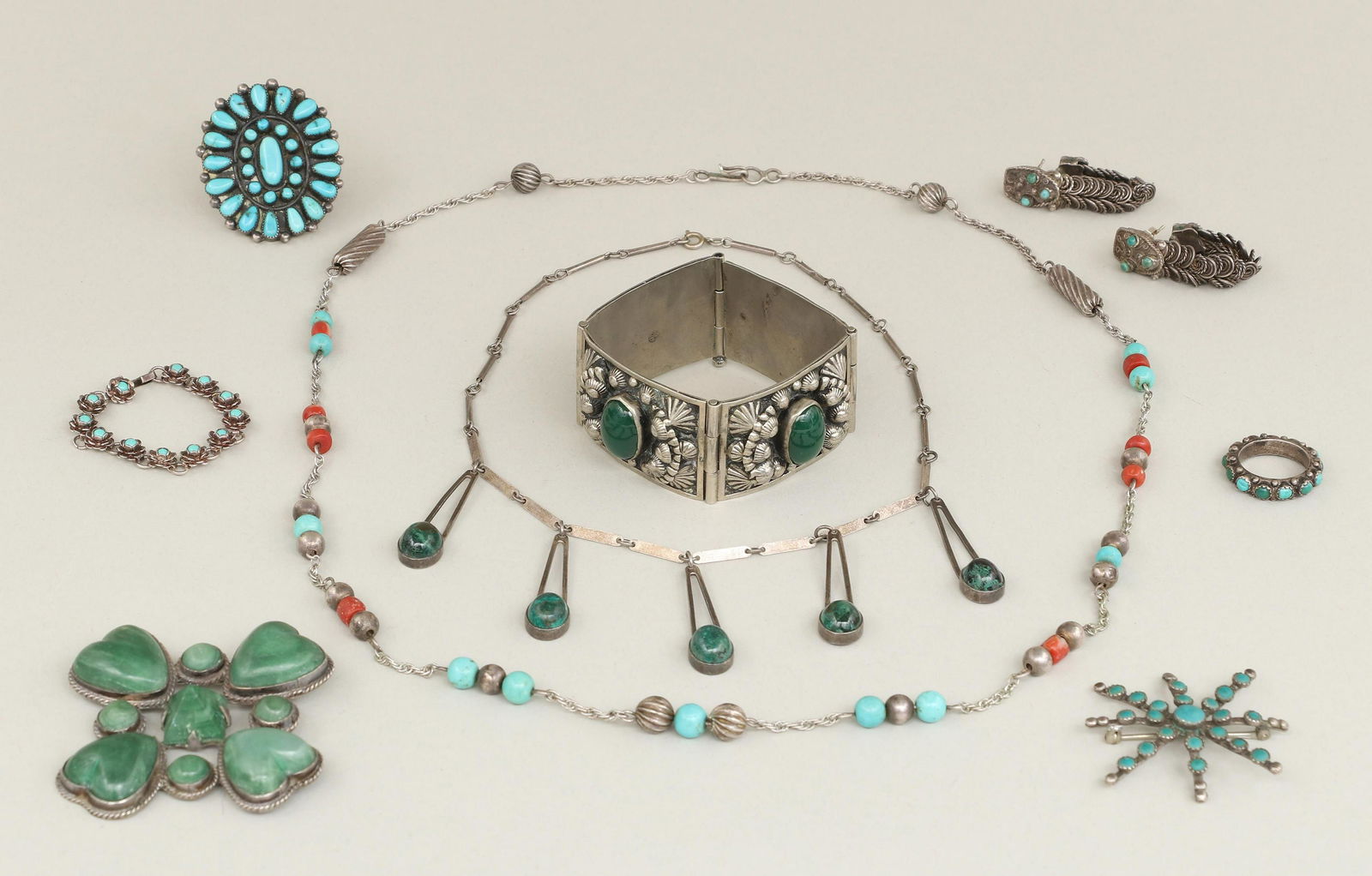 Group of (9) silver jewelry items (1 of 20)