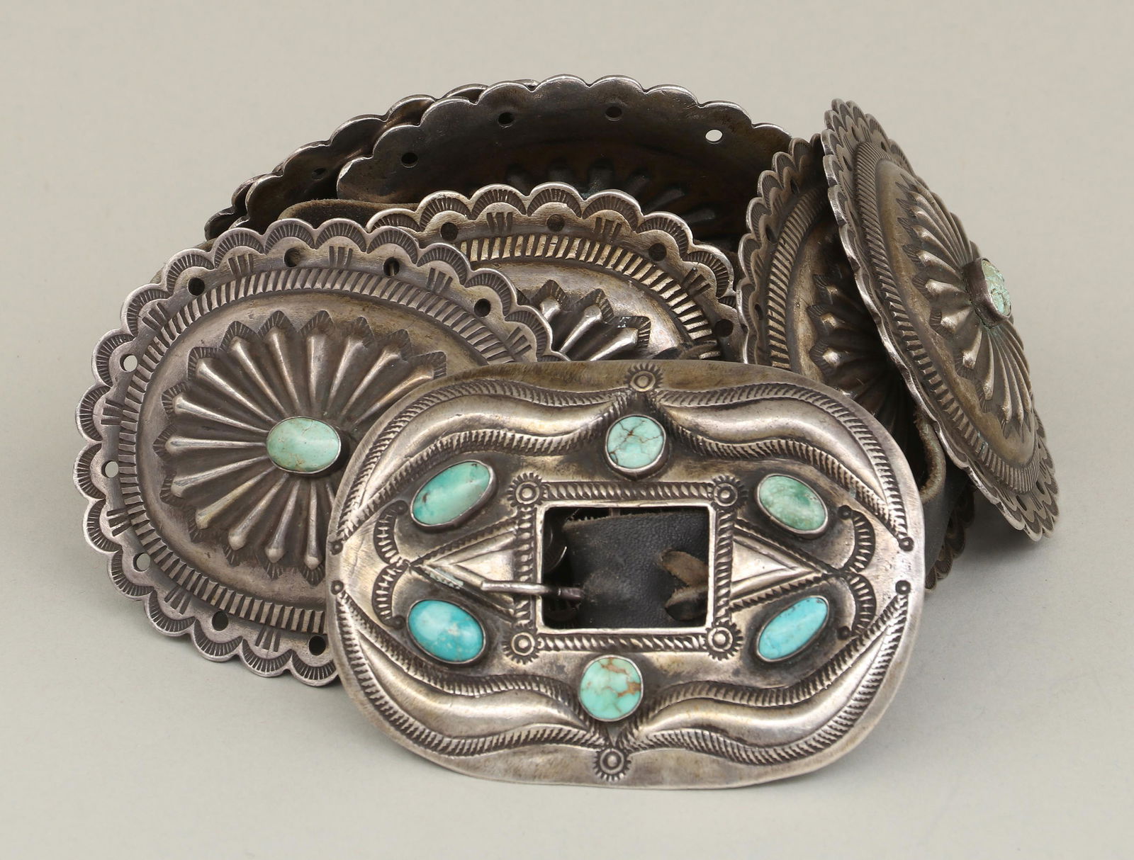 Native American silver concho belt (1 of 4)