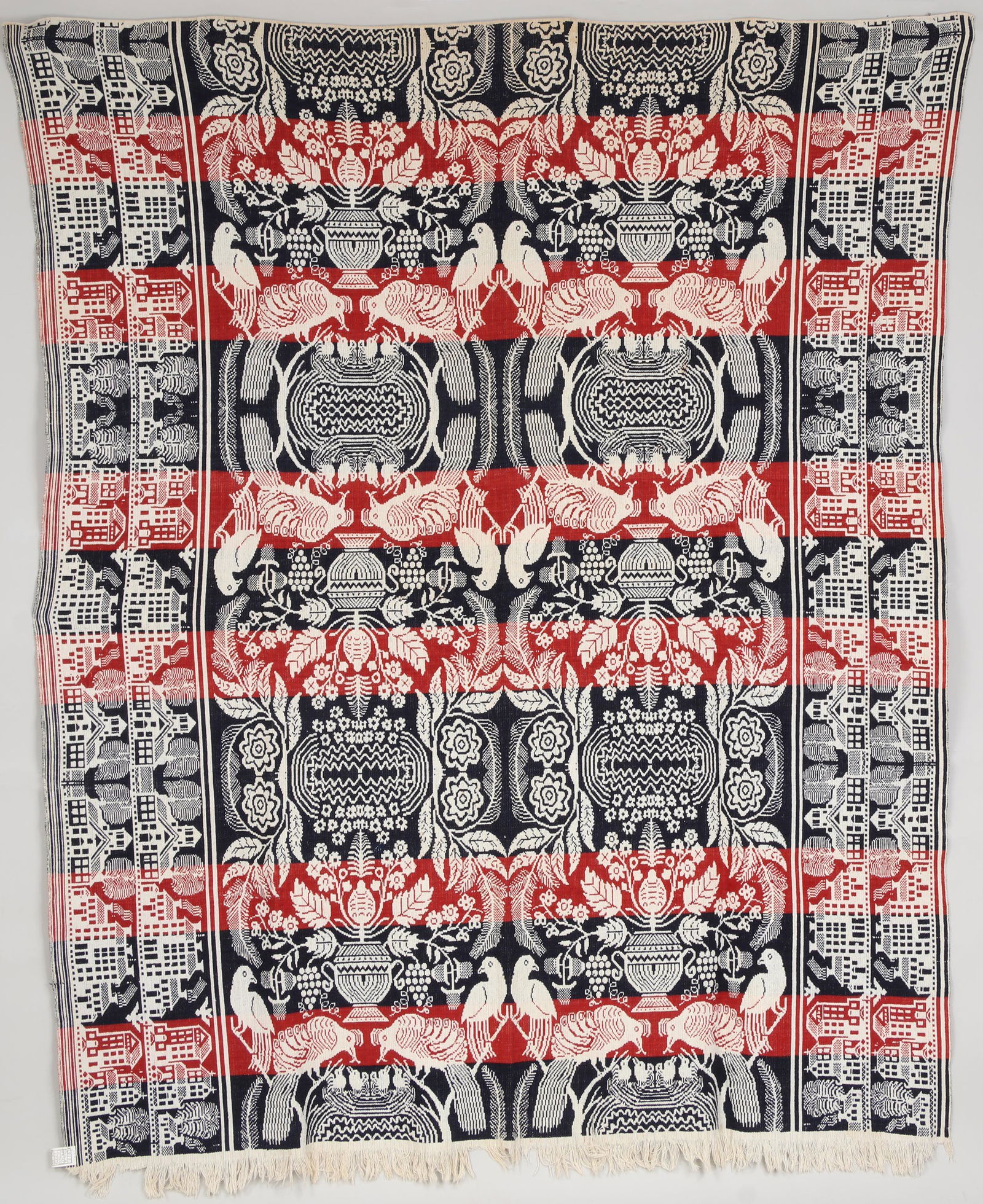 Birds Feeding Young Three Color Jacquard coverlet (1 of 9)