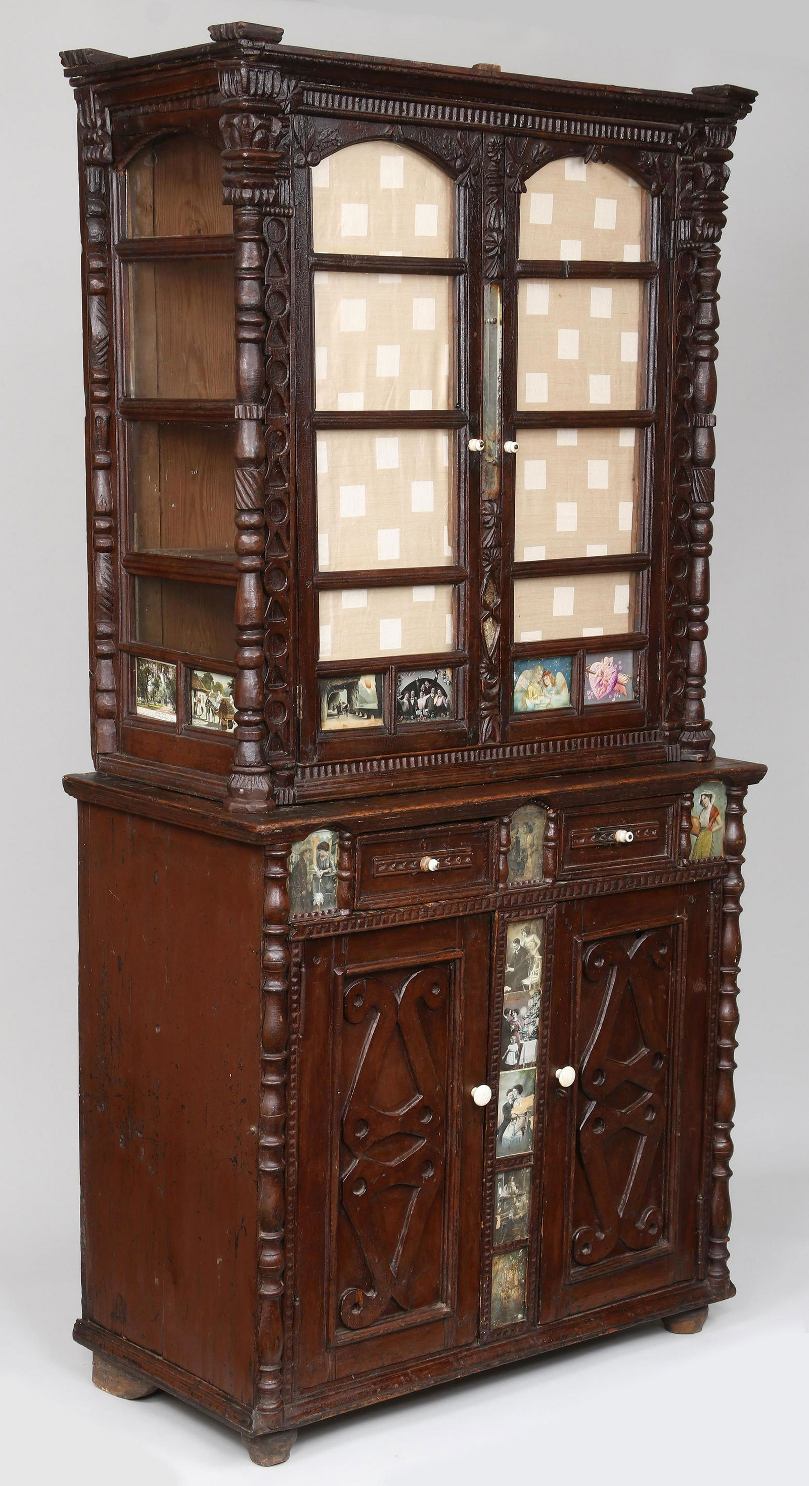 19th century Folk Art stepback cabinet (1 of 15)