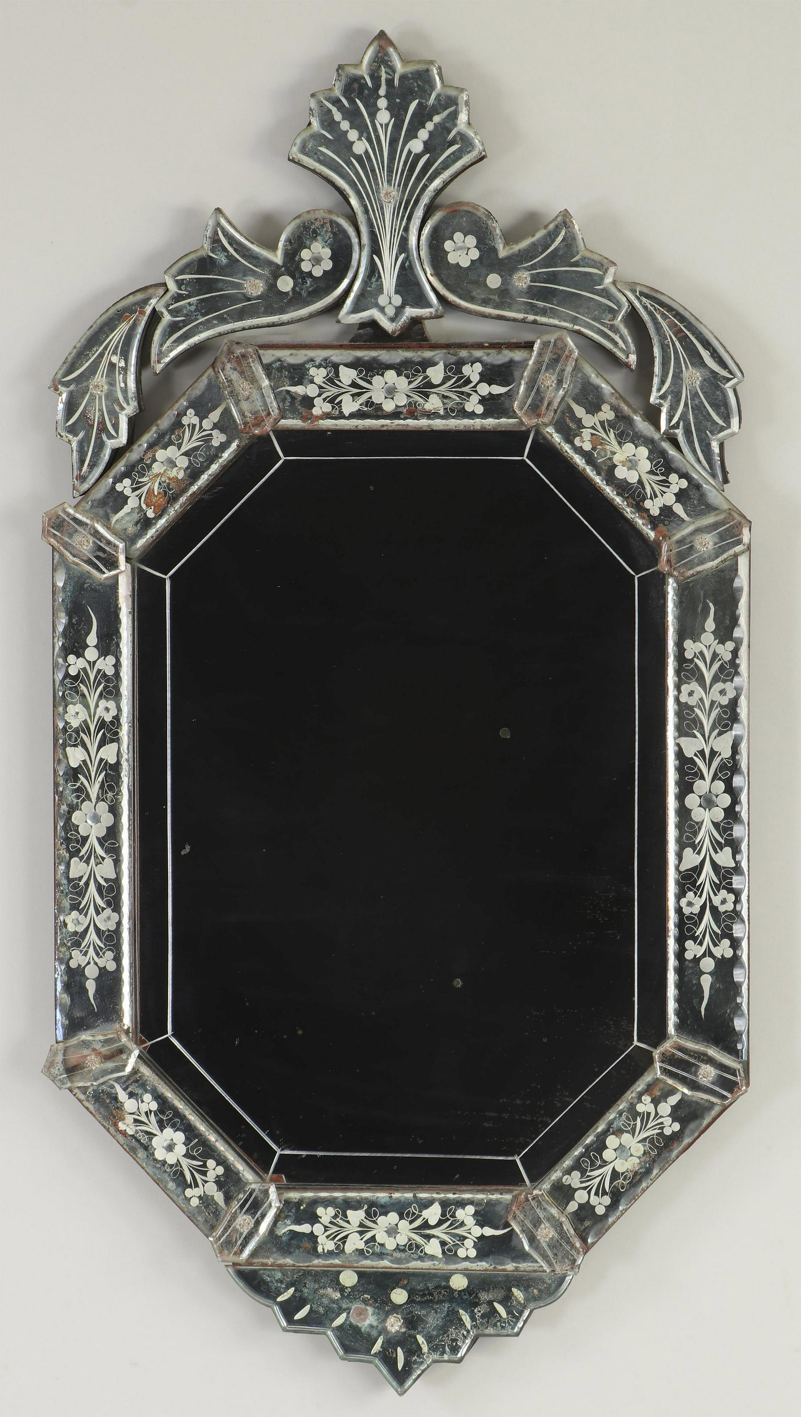 Small Venetian mirror: Small Venetian mirror. Some loss of silvering. 36-1/2''h, 19-1/4''w.