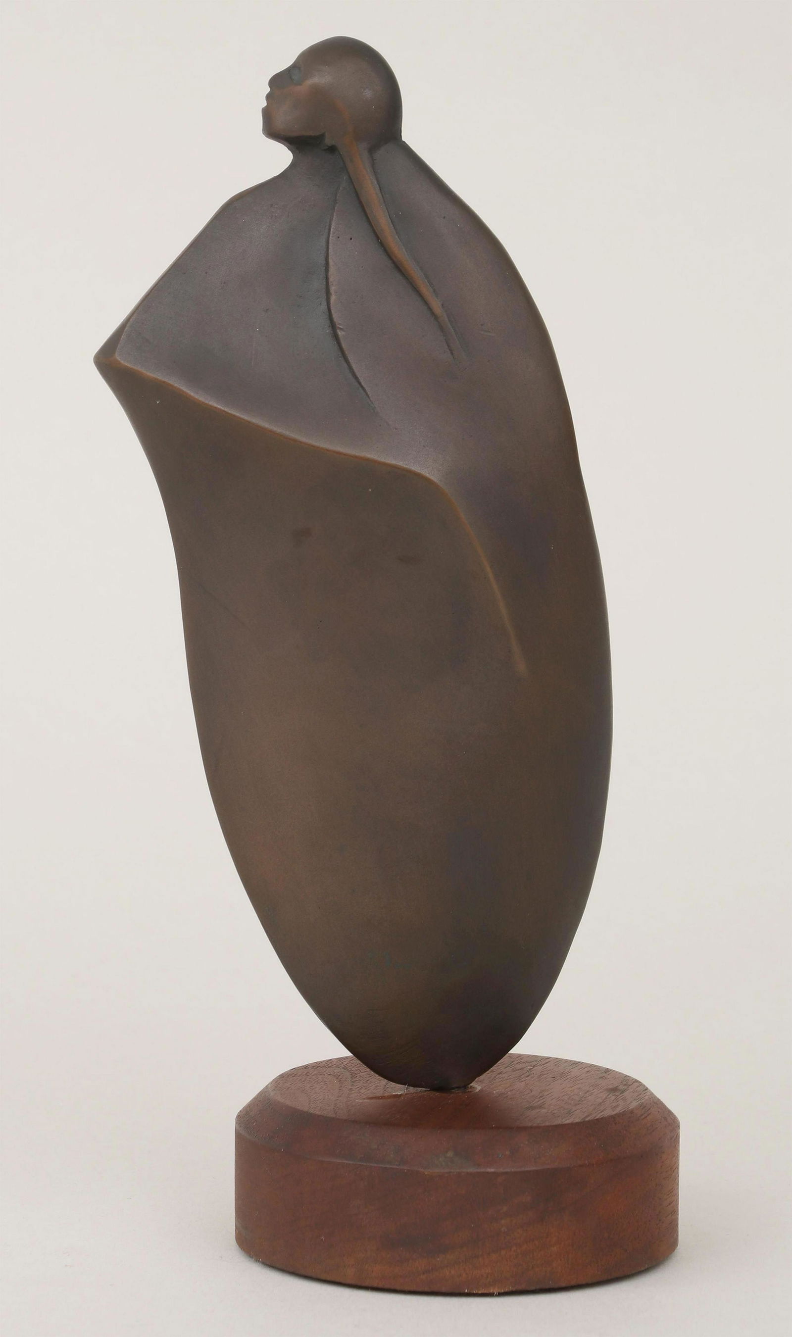 ALLAN HOUSER (Chiricahua Apache, 1914-1994): ALLAN HOUSER (Chiricahua Apache, 1914-1994), figure of robed woman, 1993, bronze, 32/50, signed ''Allan Houser'' and ''Haozous'', and dated by incision, along with stamped number and foundry mark, to