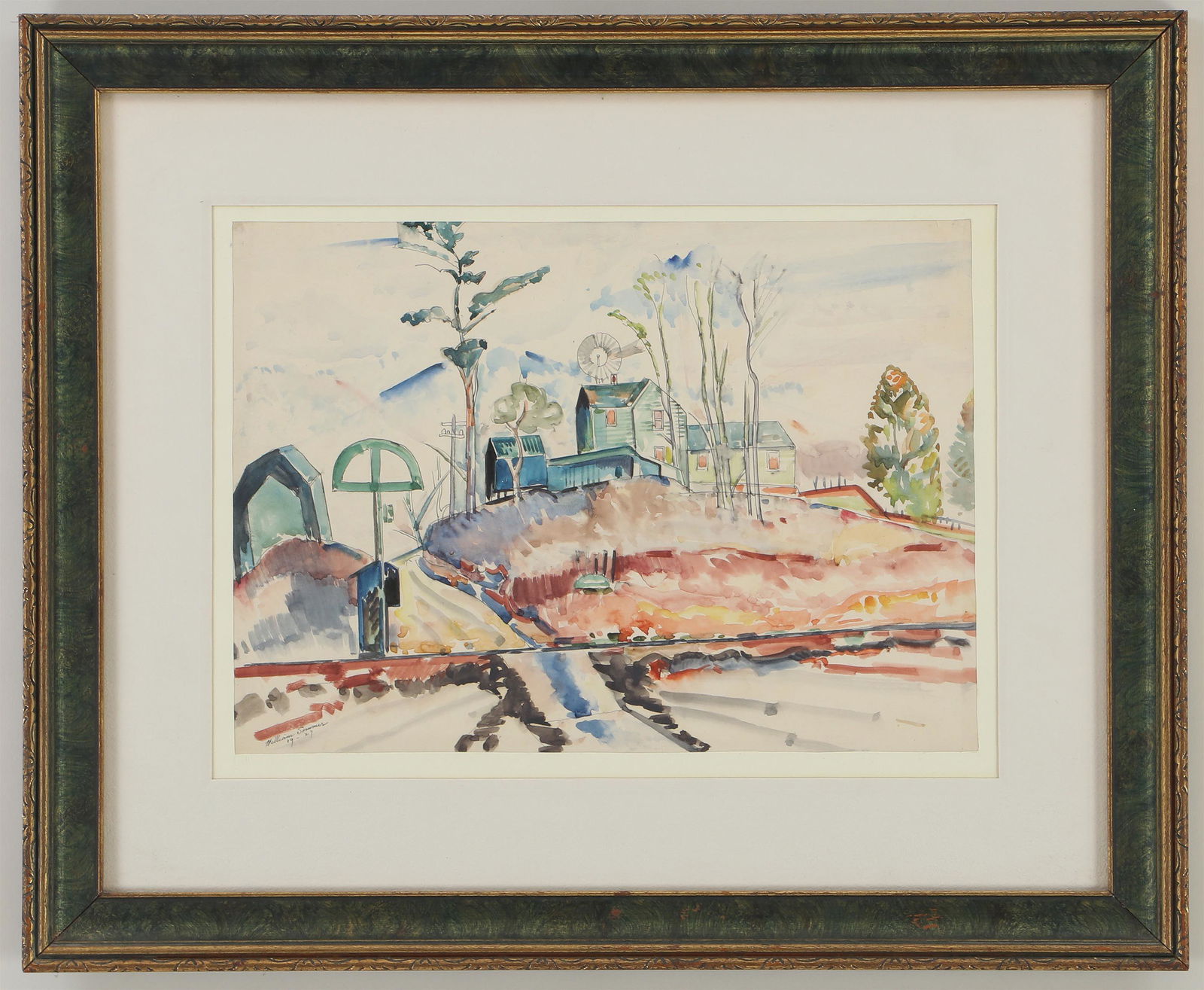 WILLIAM SOMMER (American, 1867-1949): WILLIAM SOMMER (American, 1867-1949), Brandywine farm, 1927, watercolor and ink on paper, signed and dated lower left, inscribed ''Brandywine'' in ink on sheet verso. Minor toning, artist's pinholes a