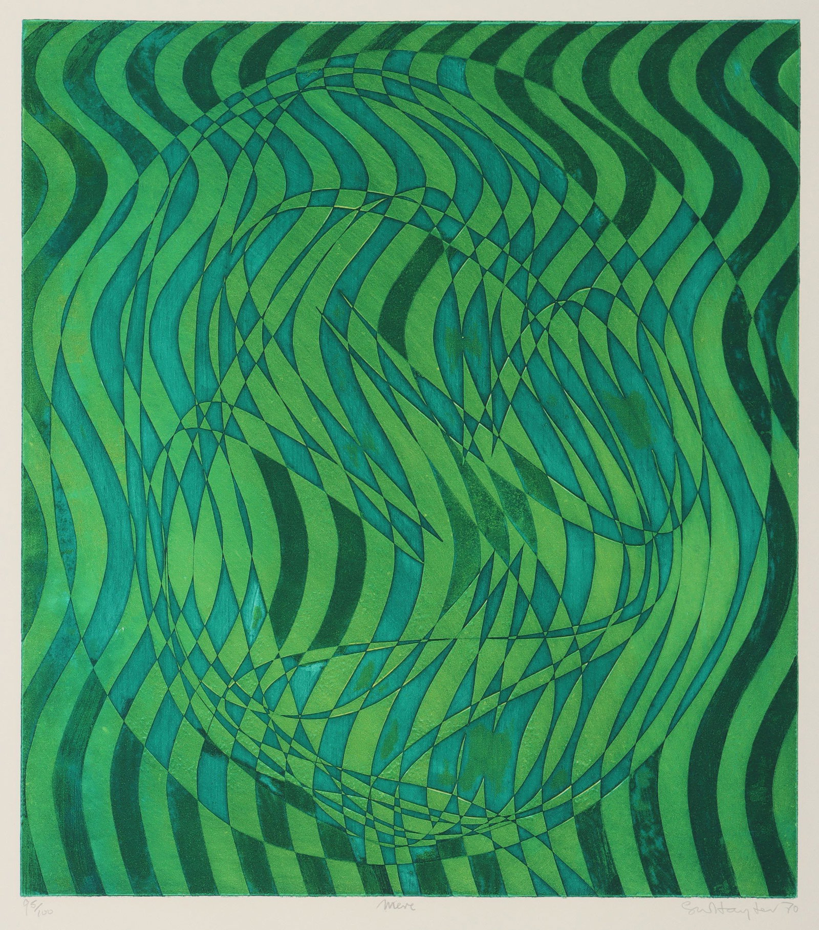 STANLEY WILLIAM HAYTER: STANLEY WILLIAM HAYTER (British, 1901-1988), ''Mere'', 1970, etching and aquatint on BFK Rives wove paper, 95/100, pencil signed, dated, titled, and numbered in lower margin. Full margins. Minor rippl
