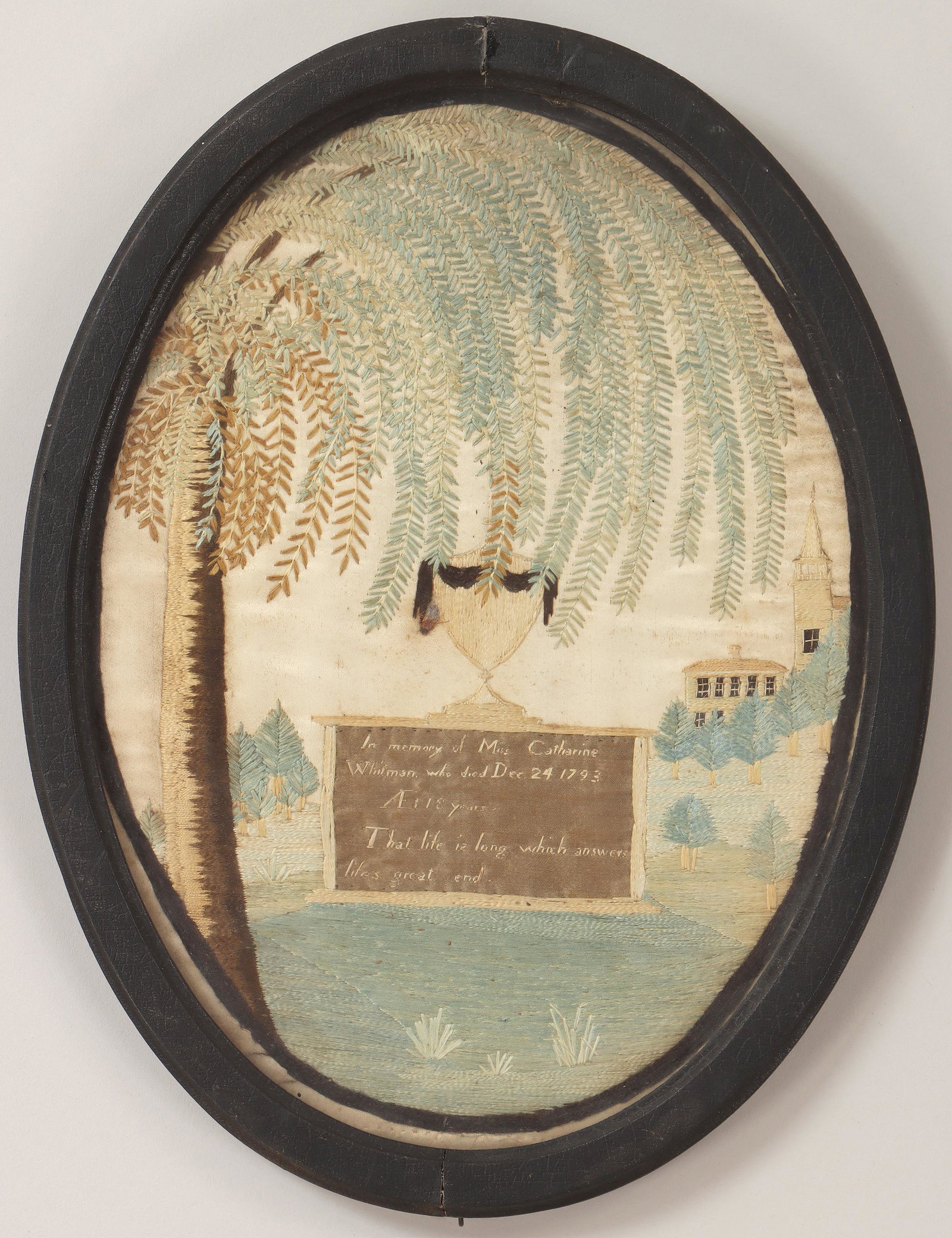 Massachusetts silk needlework mourning picture (1 of 7)