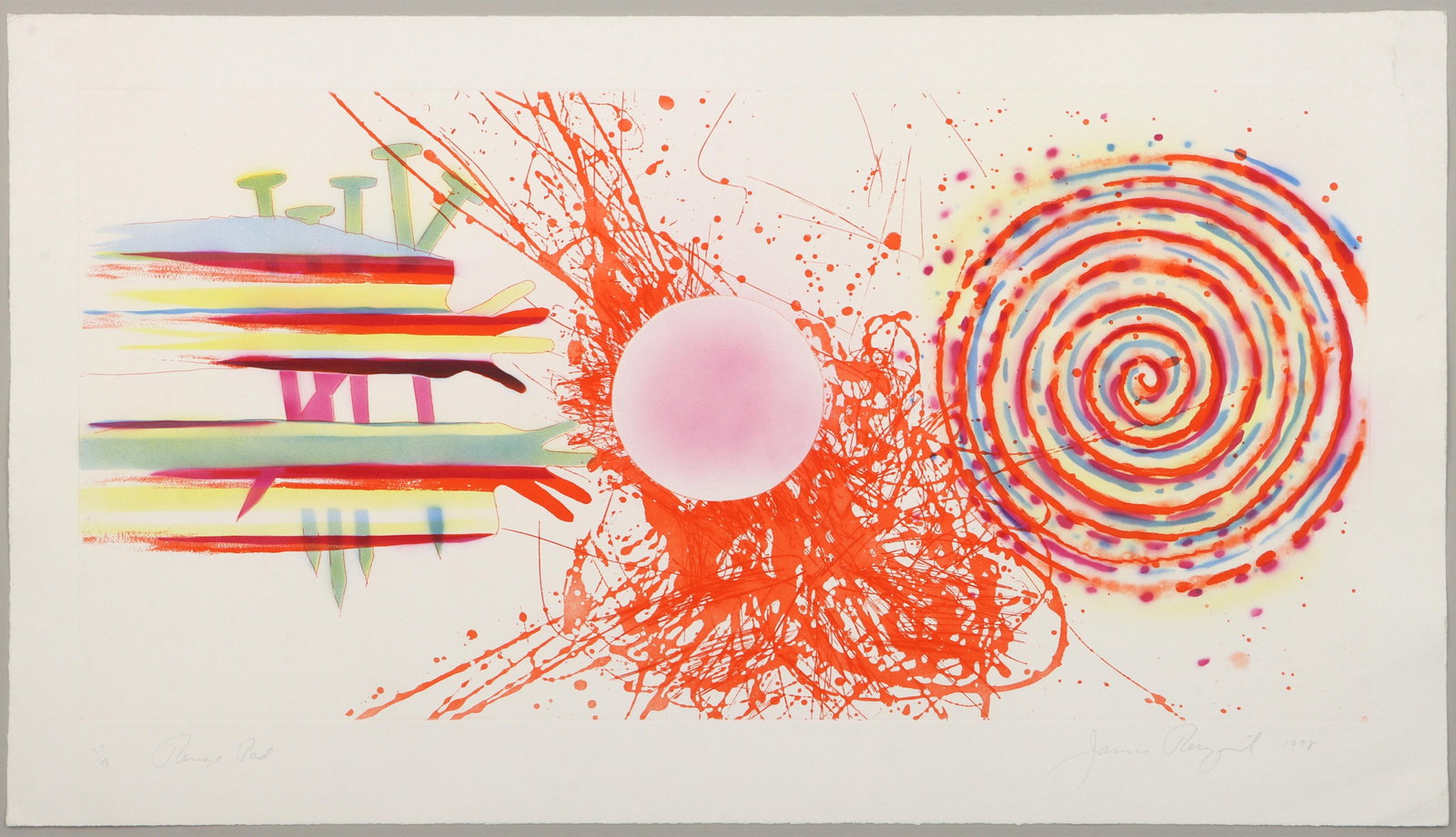 JAMES ROSENQUIST (American, 1933-2017): JAMES ROSENQUIST (American, 1933-2017), ''Rouge Pad'', 1978, etching and aquatint with pochoir on wove paper, 37/78, pencil signed and dated lower right, titled and numbered in pencil lower left, blin
