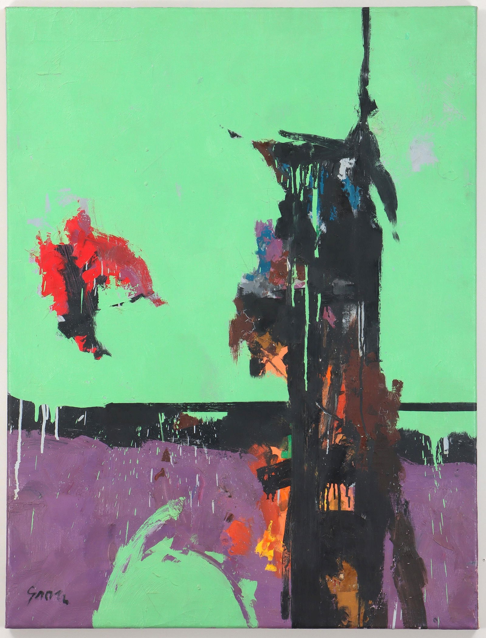 SIDNEY GROSS (American, 1921-1969): SIDNEY GROSS (American, 1921-1969), abstract, oil on canvas, signed lower left, unframed. Craquelure. Canvas 47-3/4''h, 36''w.