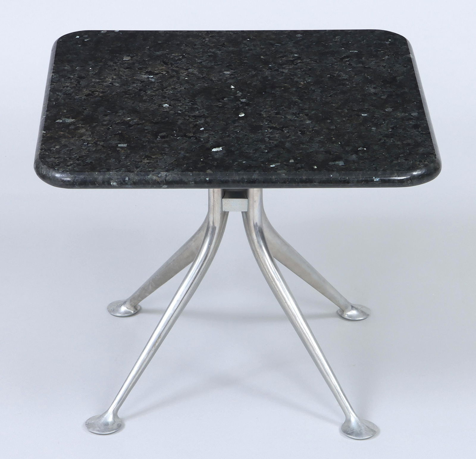 ALEXANDER GIRARD (American, 1907-1993): ALEXANDER GIRARD (American, 1907-1993) for Herman Miller, marble-top occasional table, on cast aluminum legs. Minor scratches. 16-3/4''h, 20''sq.