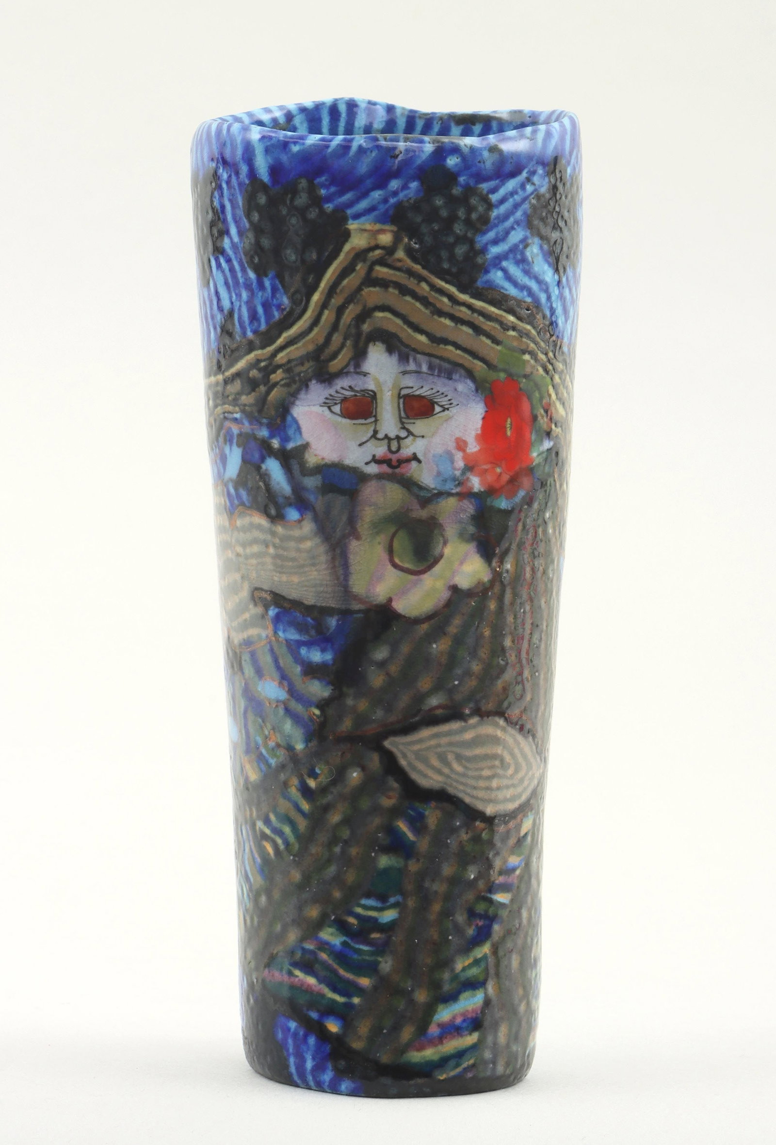 JANE GOSLIN PEISER (American, 1933-2022): JANE GOSLIN PEISER (American, 1933-2022), glazed ceramic vase, incised signature to underside. Crazing. 8''h.